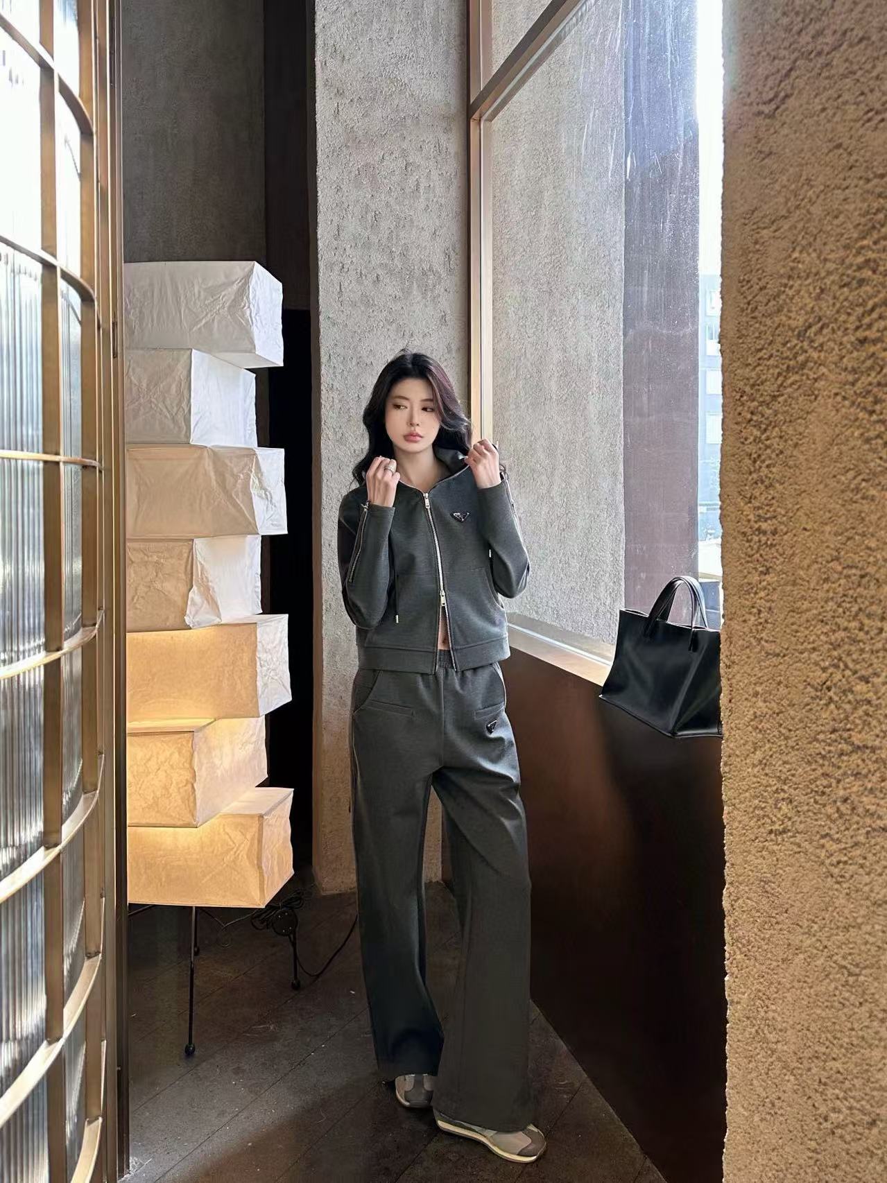 PR4DA フード付きジップアップジャケット+パンツ ツーピースセット【50％割引+送料無料】