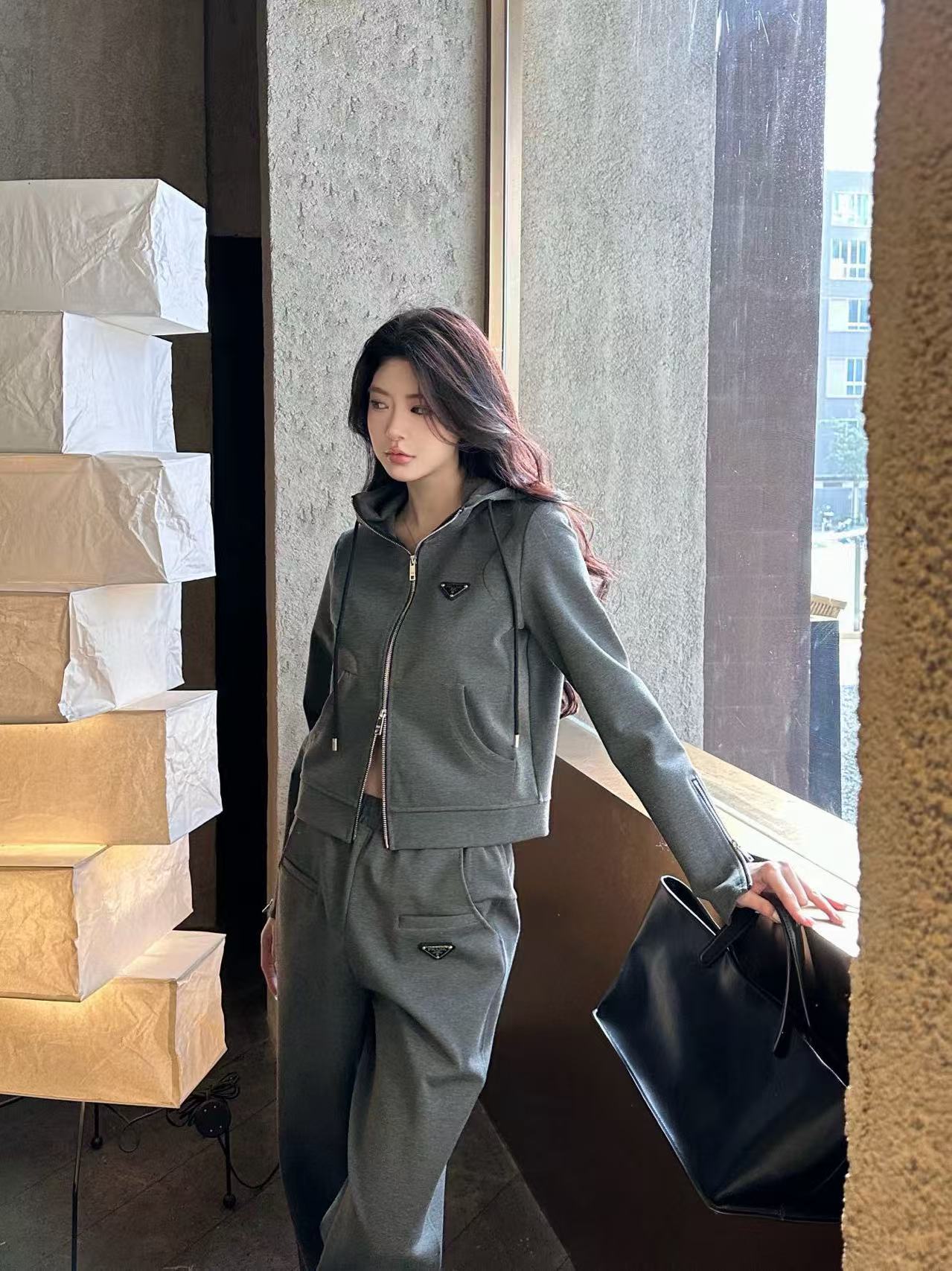 PR4DA フード付きジップアップジャケット+パンツ ツーピースセット【50％割引+送料無料】