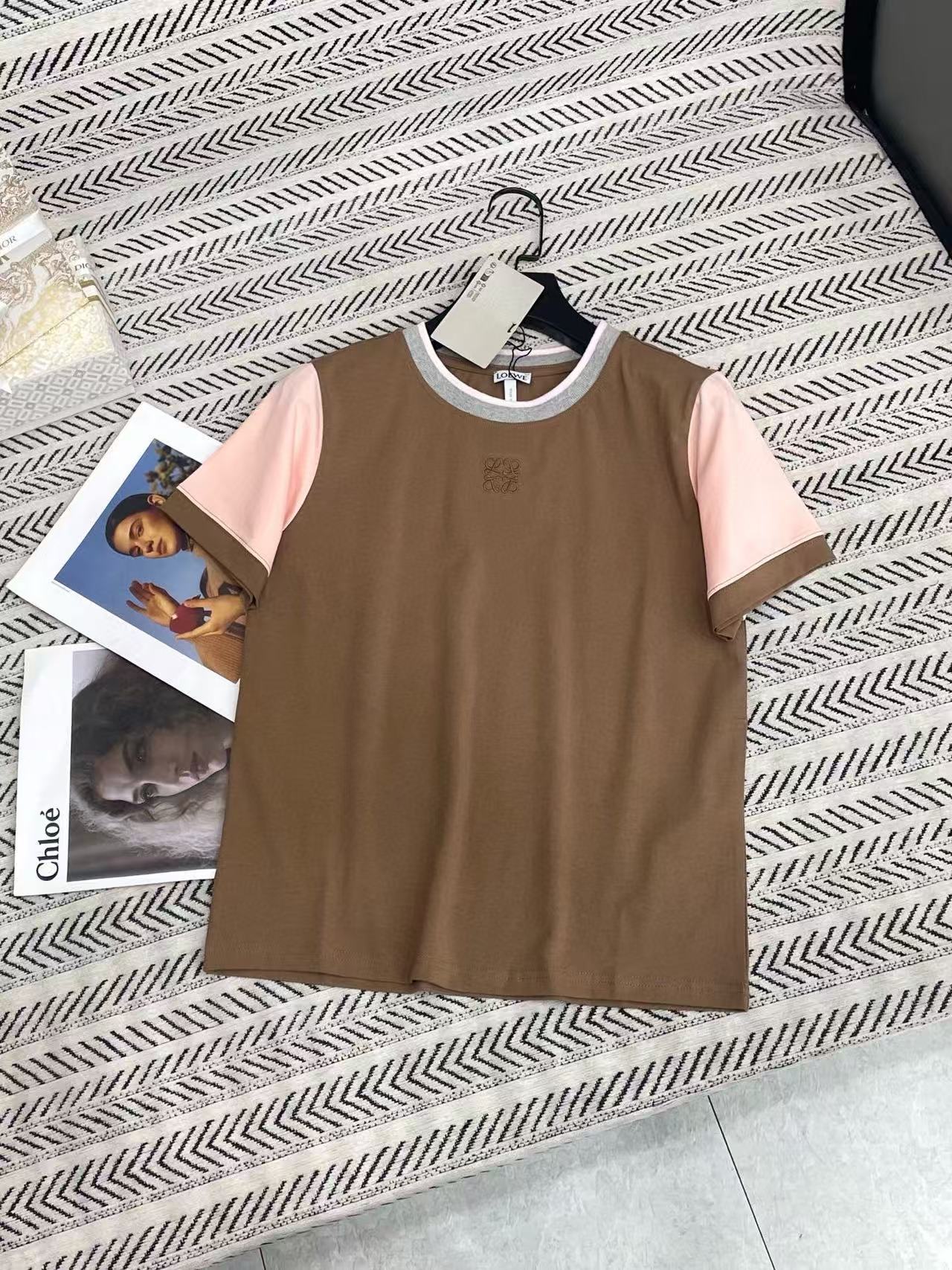 L0WEW刺繍ロゴ カラーブロック Tシャツ【50％割引+送料無料】