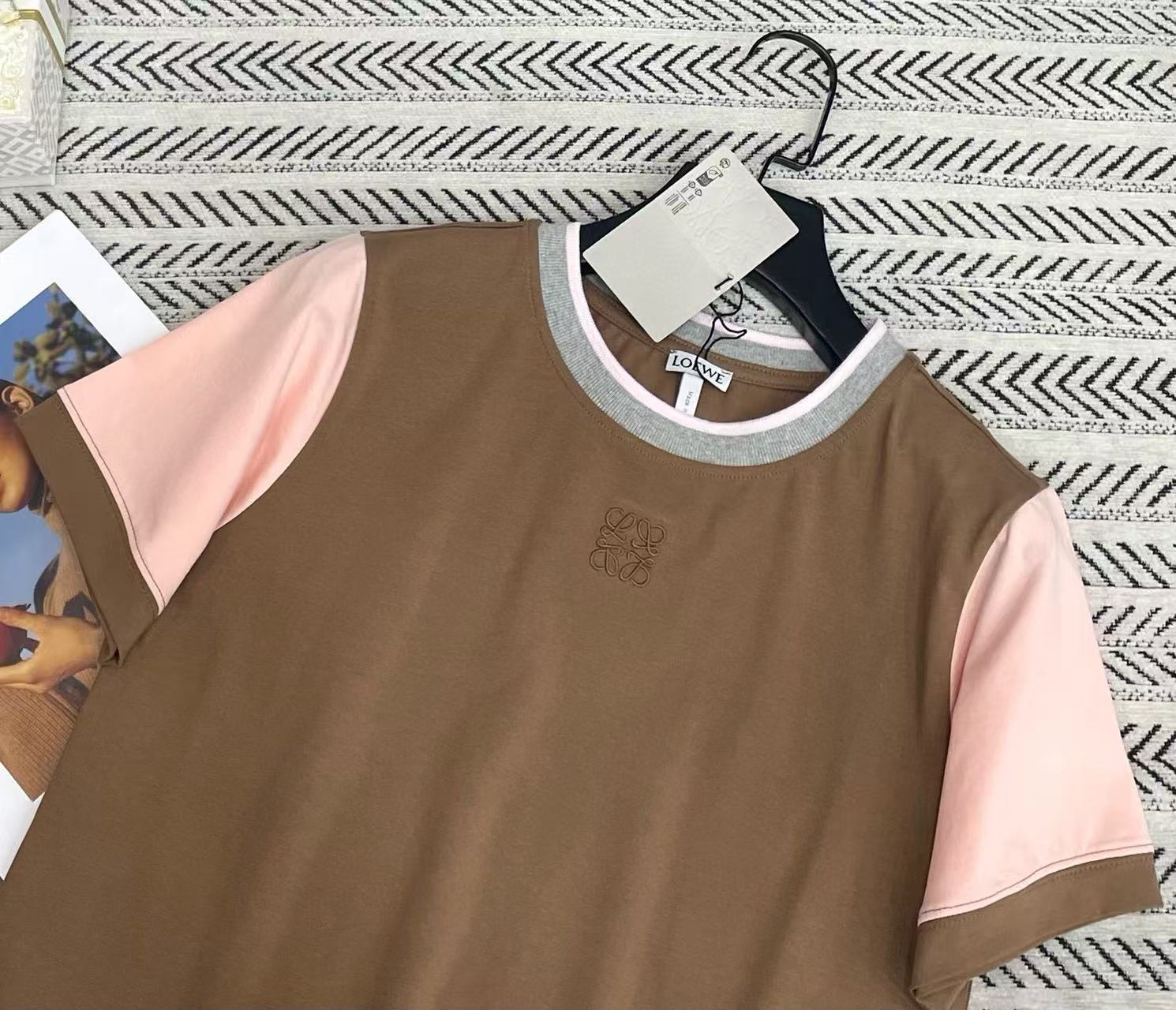 L0WEW刺繍ロゴ カラーブロック Tシャツ【50％割引+送料無料】