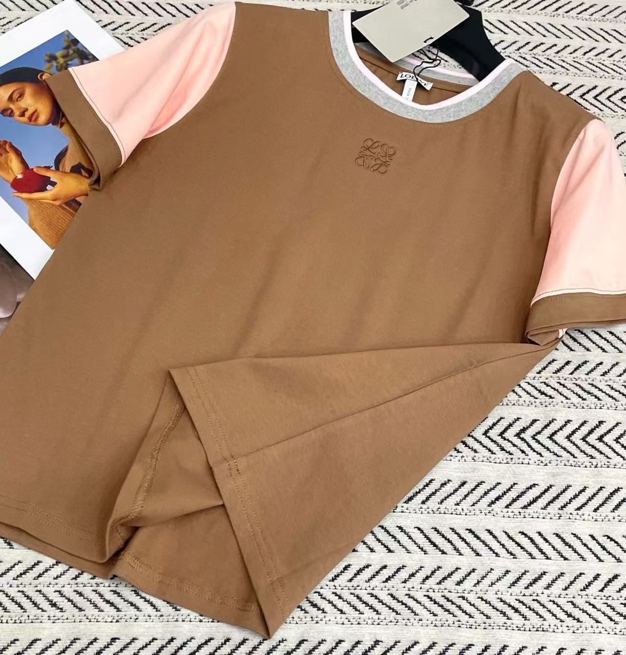 L0WEW刺繍ロゴ カラーブロック Tシャツ【50％割引+送料無料】