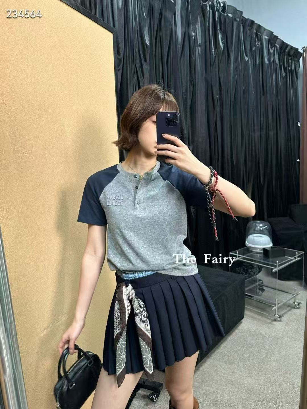 M1UM1U カラーブロック ボタンアップ Tシャツ【50％割引+送料無料】