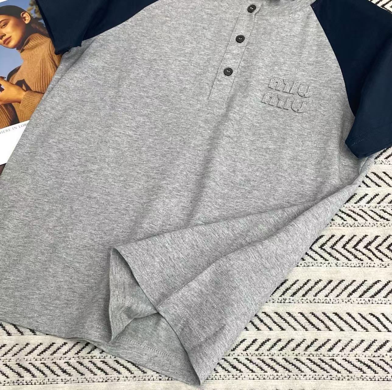 M1UM1U カラーブロック ボタンアップ Tシャツ【50％割引+送料無料】