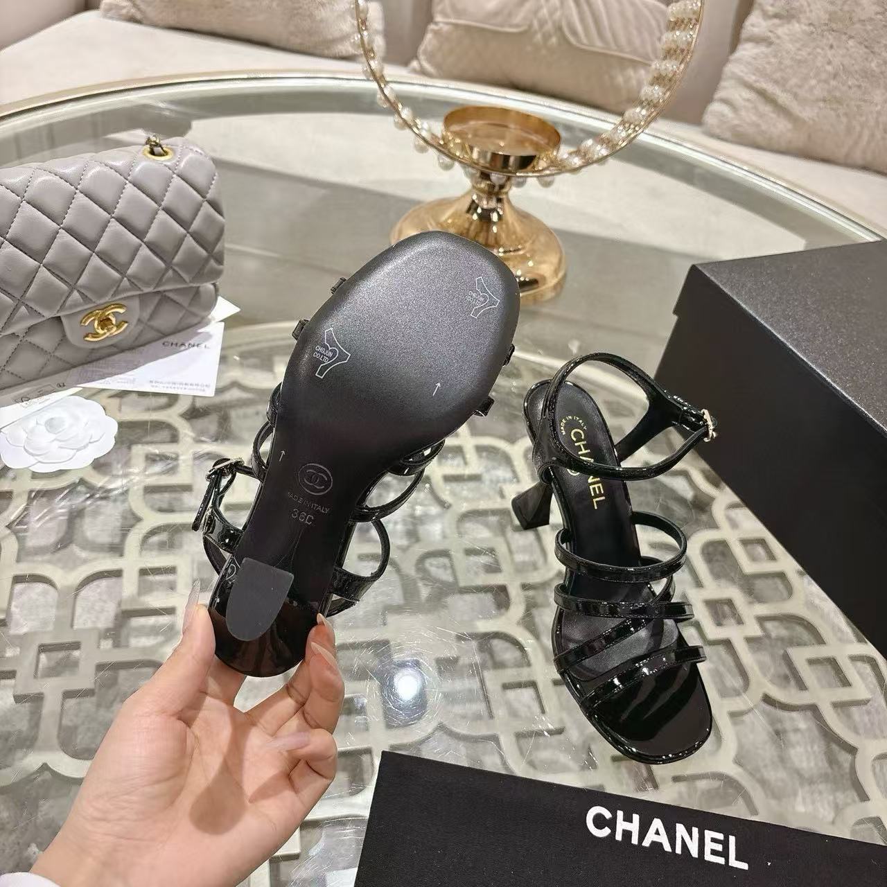 CHANE1 高品質ダブルCハイヒールサンダル【50％割引+送料無料】