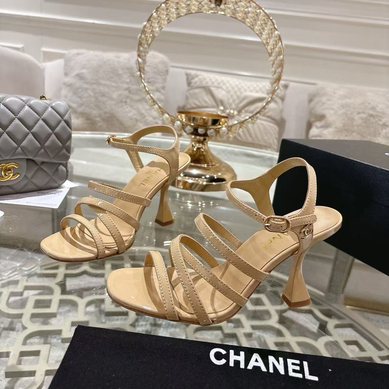 CHANE1 高品質ダブルCハイヒールサンダル【50％割引+送料無料】