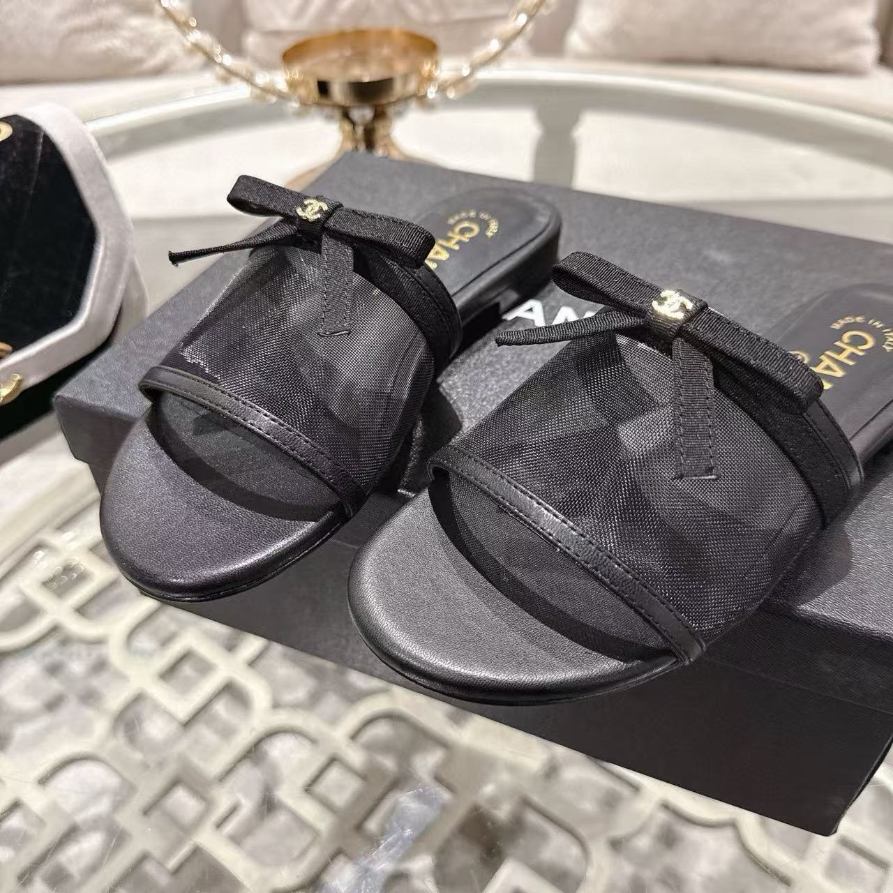 CHANE1 高品質ダブルCボウメッシュスリッパ【50％割引+送料無料】