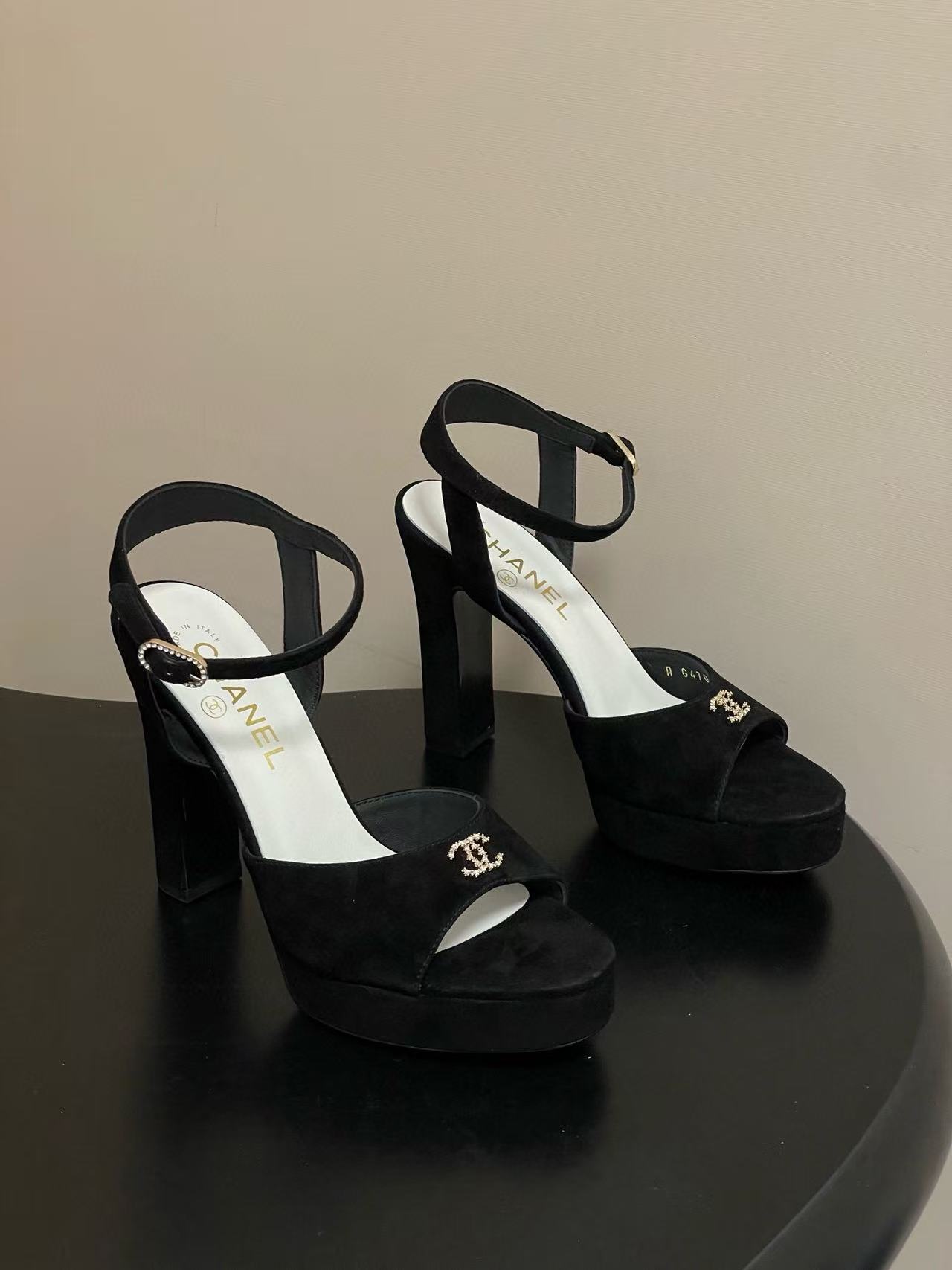 CHANE1 高品質スエード ピープトゥ ハイヒール【50％割引+送料無料】