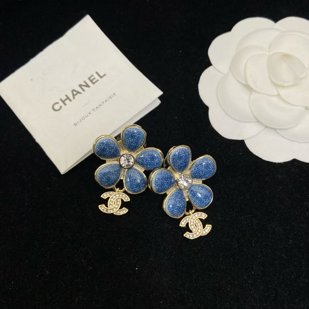 CHANE1 ブルーフラワーイヤリング【50％割引+送料無料】
