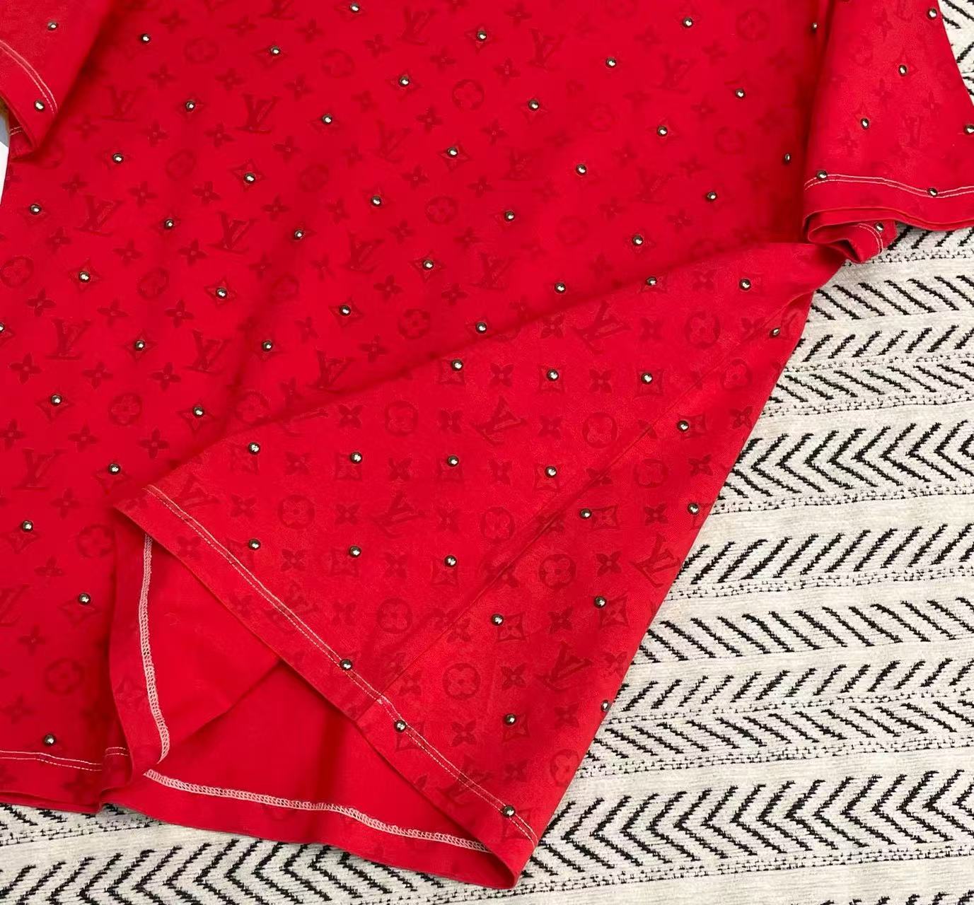 LVプリントビーズTシャツ【50％割引+送料無料】