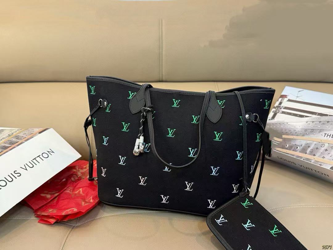 LV neverfull刺繍ロゴショッピングバッグ【50％割引+送料無料】