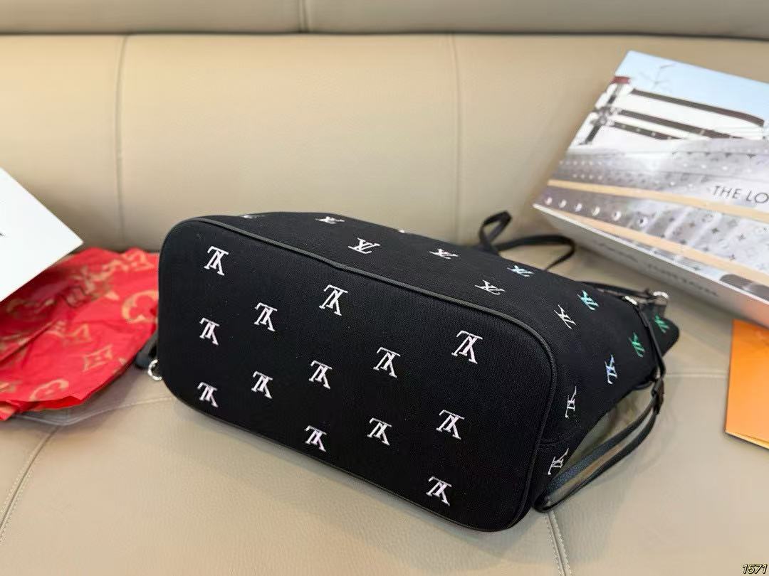 LV neverfull刺繍ロゴショッピングバッグ【50％割引+送料無料】