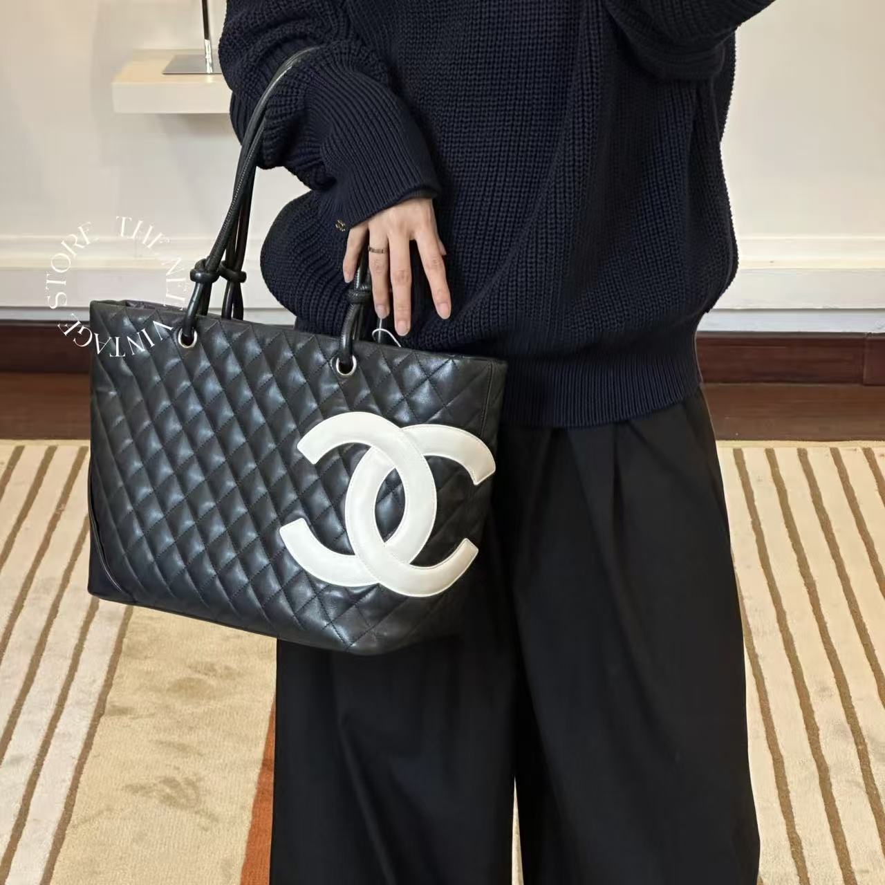 CHANE1 ダブルC チェック柄ショッピングバッグ【50％割引+送料無料】