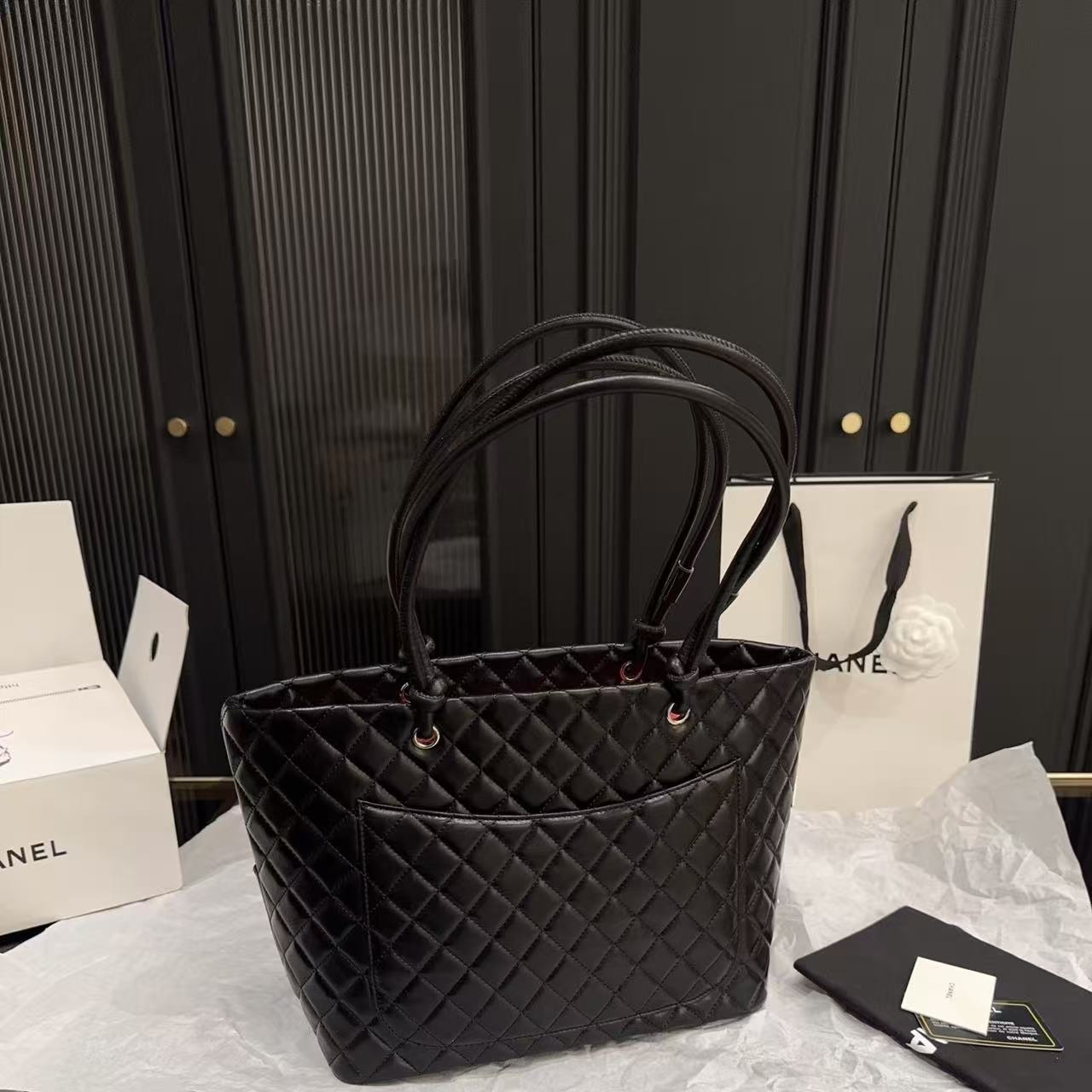 CHANE1 ダブルC チェック柄ショッピングバッグ【50％割引+送料無料】