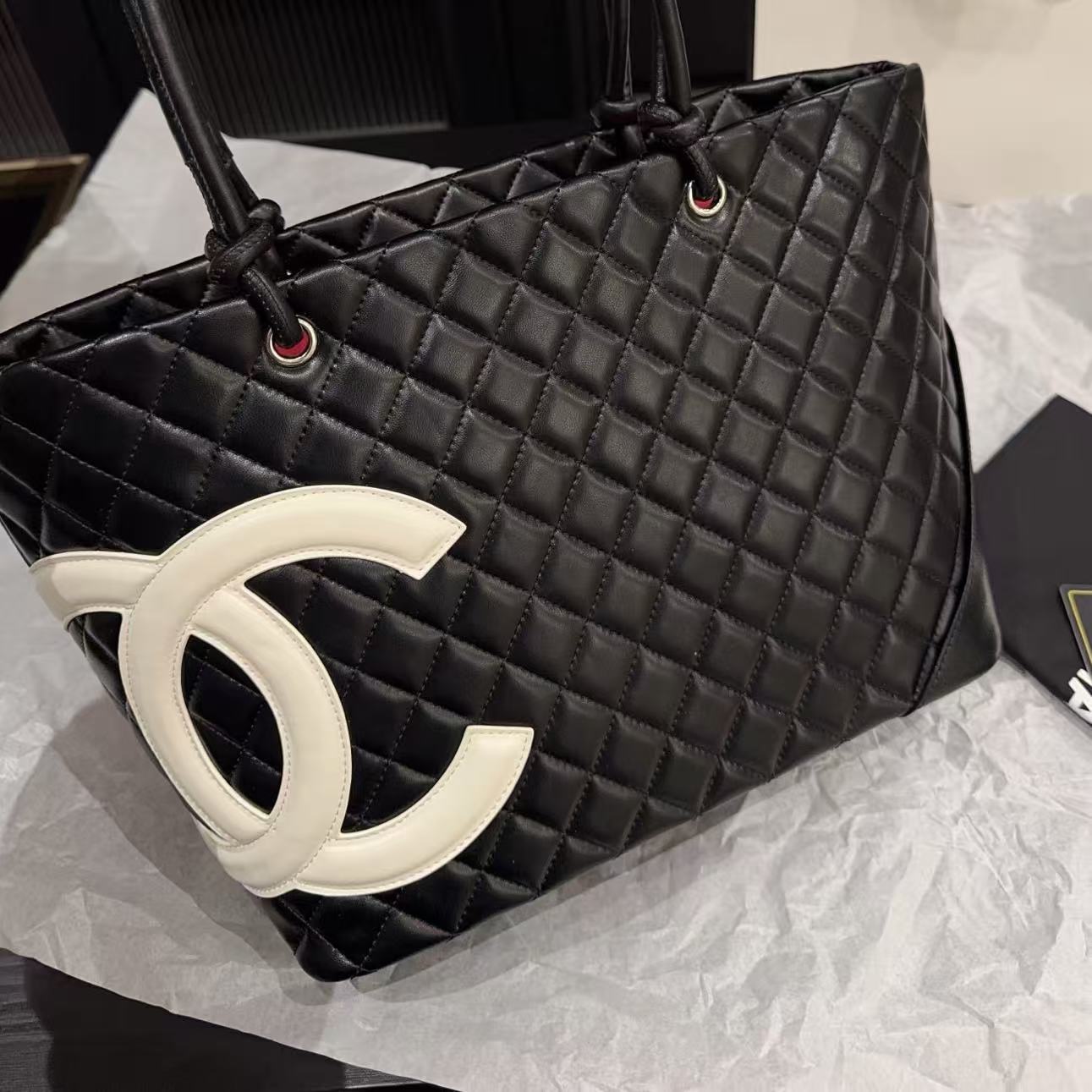 CHANE1 ダブルC チェック柄ショッピングバッグ【50％割引+送料無料】