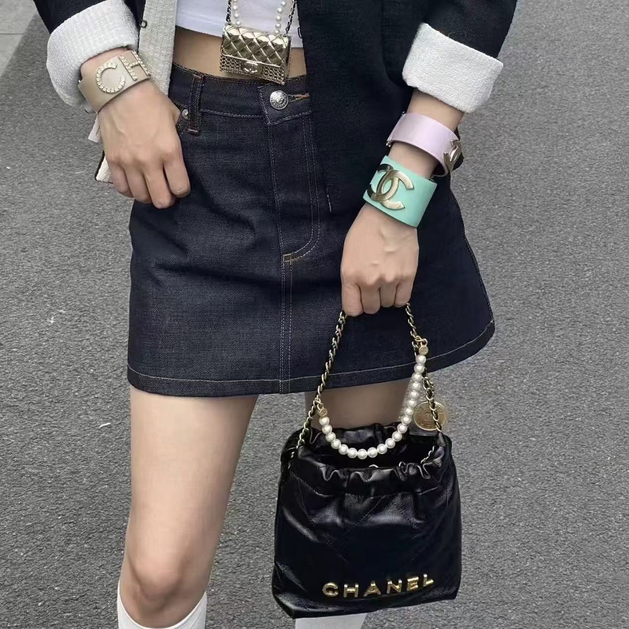 CHANE1 ラムスキンパールチェーンバッグ【50％割引+送料無料】