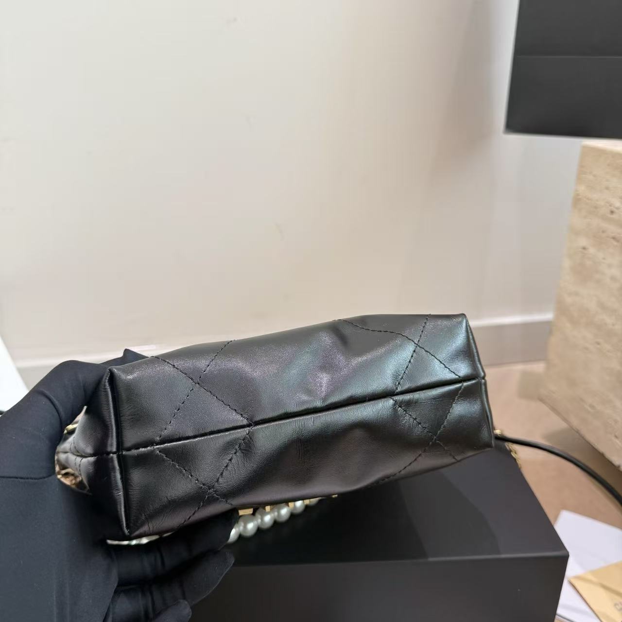 CHANE1 ラムスキンパールチェーンバッグ【50％割引+送料無料】