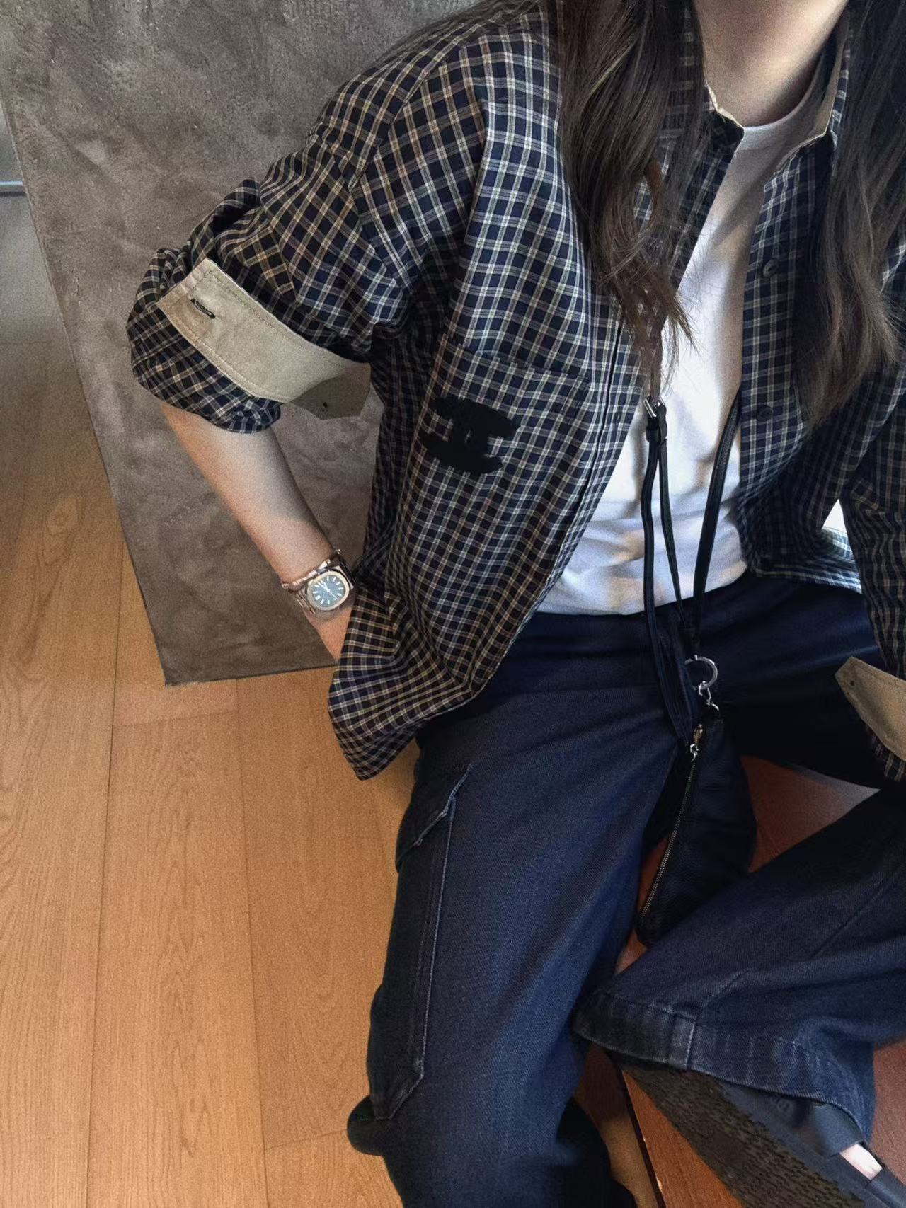 CHANE1 ダブルC チェックシャツ【50％割引+送料無料】