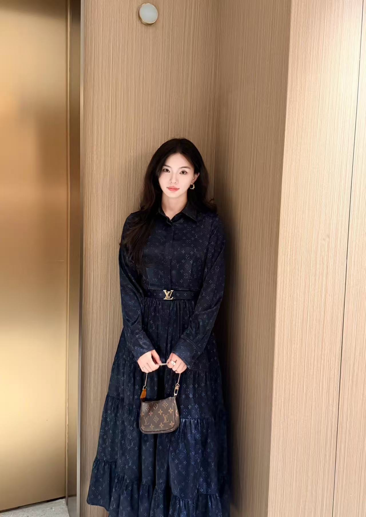 LVプリント ロングスリーブ ドレス【50％割引+送料無料】