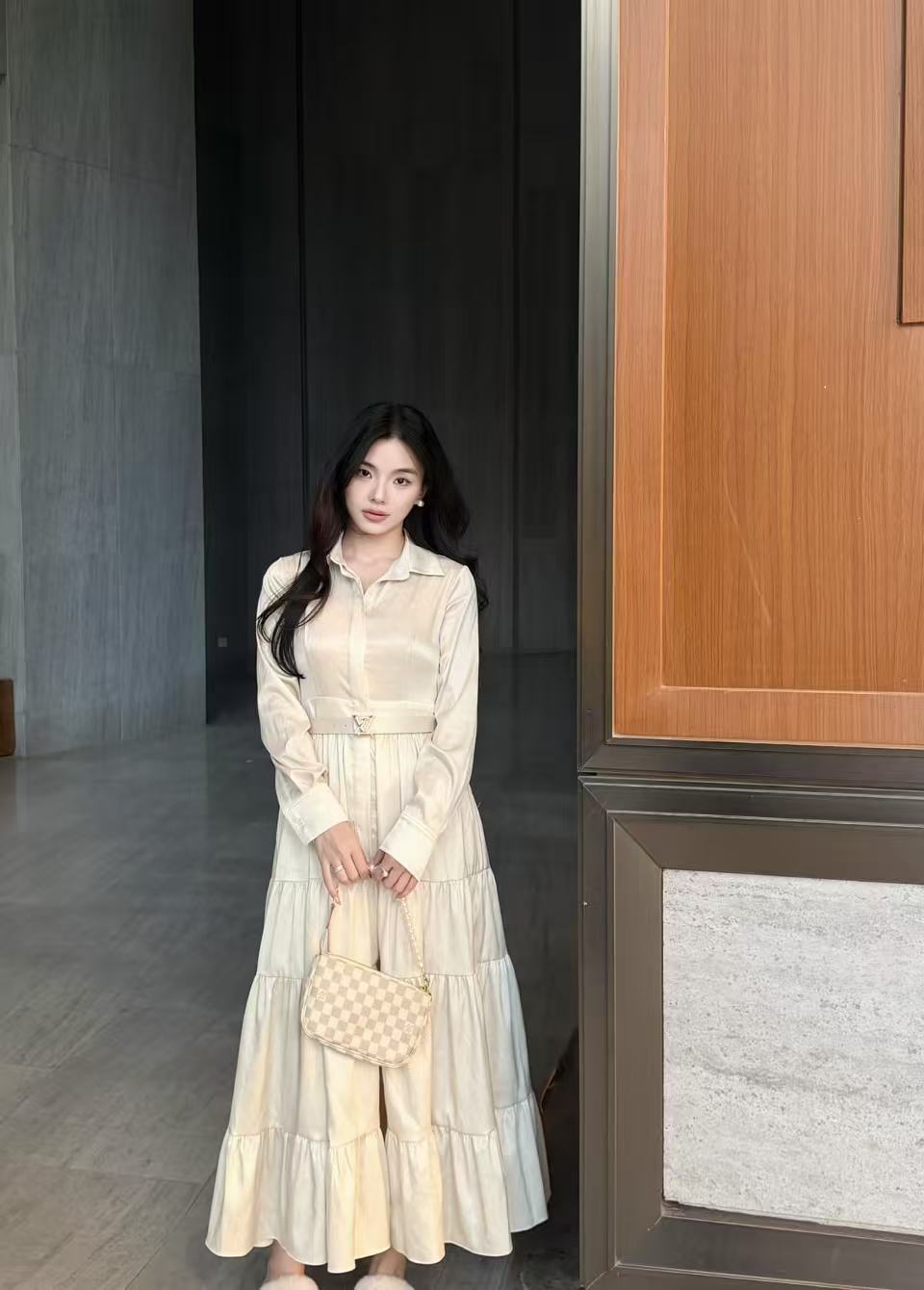 LVプリント ロングスリーブ ドレス【50％割引+送料無料】