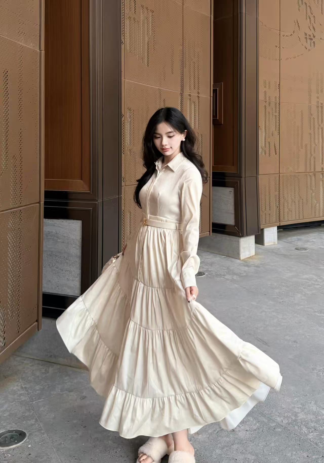 LVプリント ロングスリーブ ドレス【50％割引+送料無料】