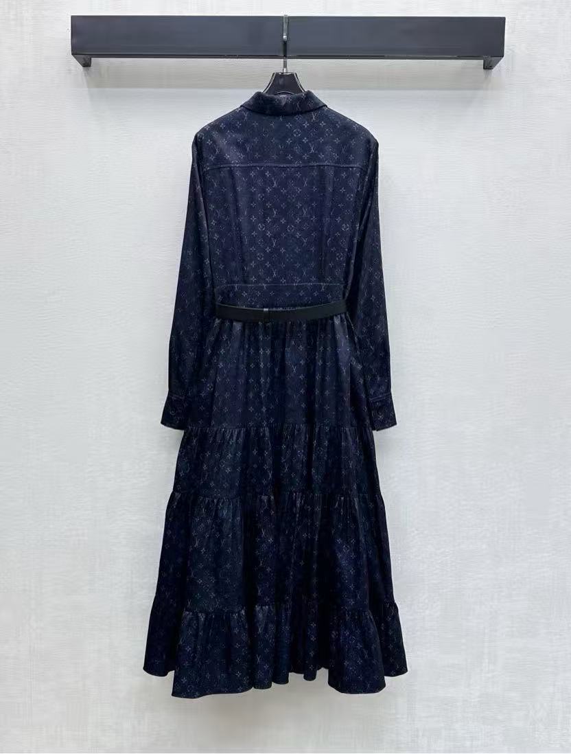 LVプリント ロングスリーブ ドレス【50％割引+送料無料】