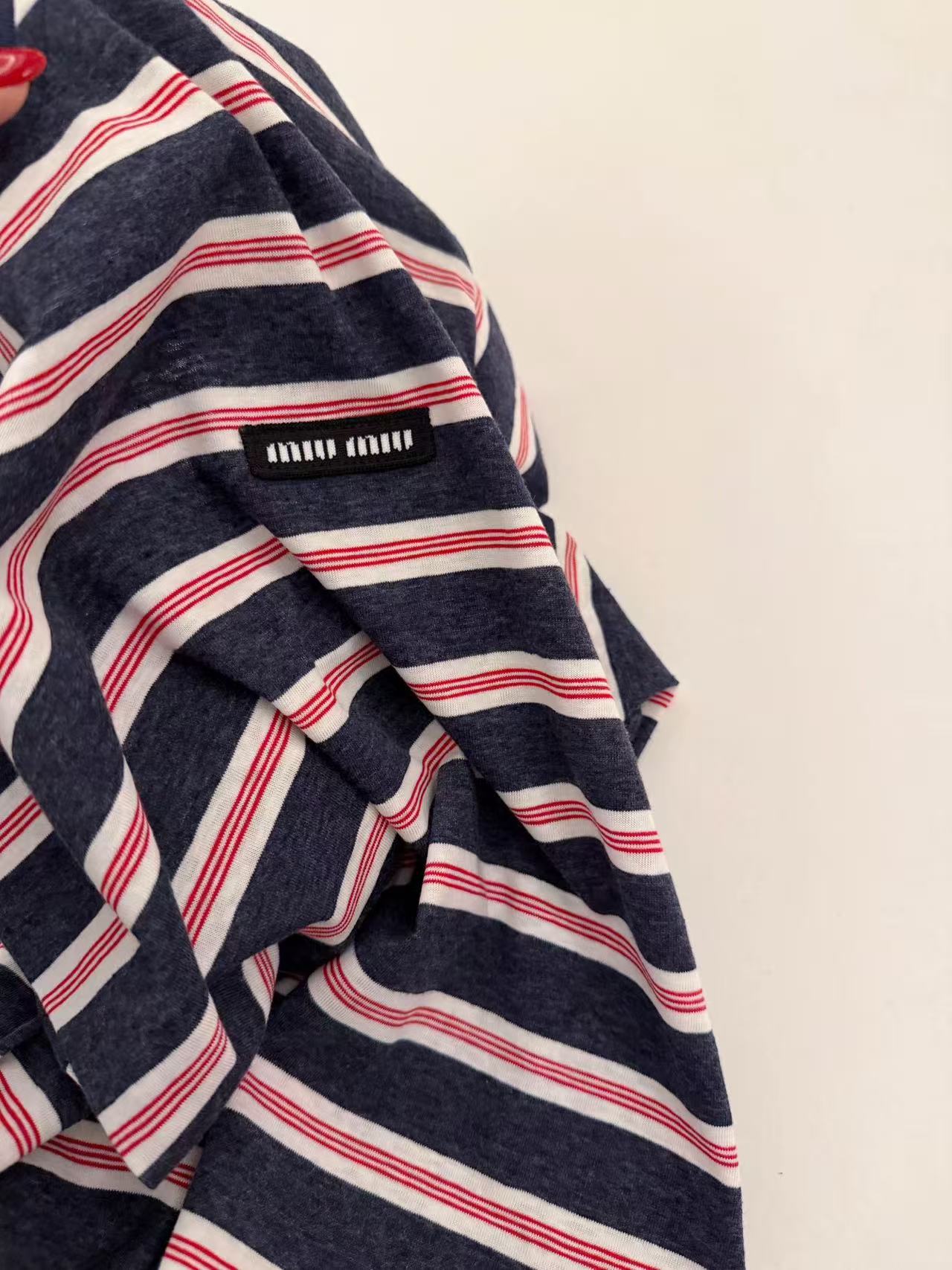 M1UM1U ストライプ ロングスリーブ Tシャツ【50％割引+送料無料】