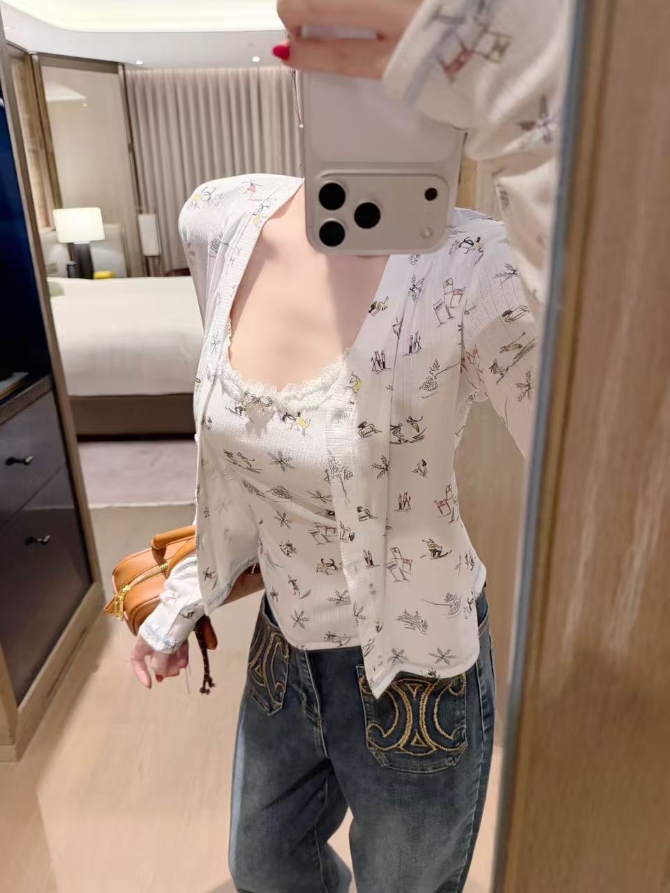 CHANE1 レースベスト+カーディガン ツーピースセット【50％割引+送料無料】