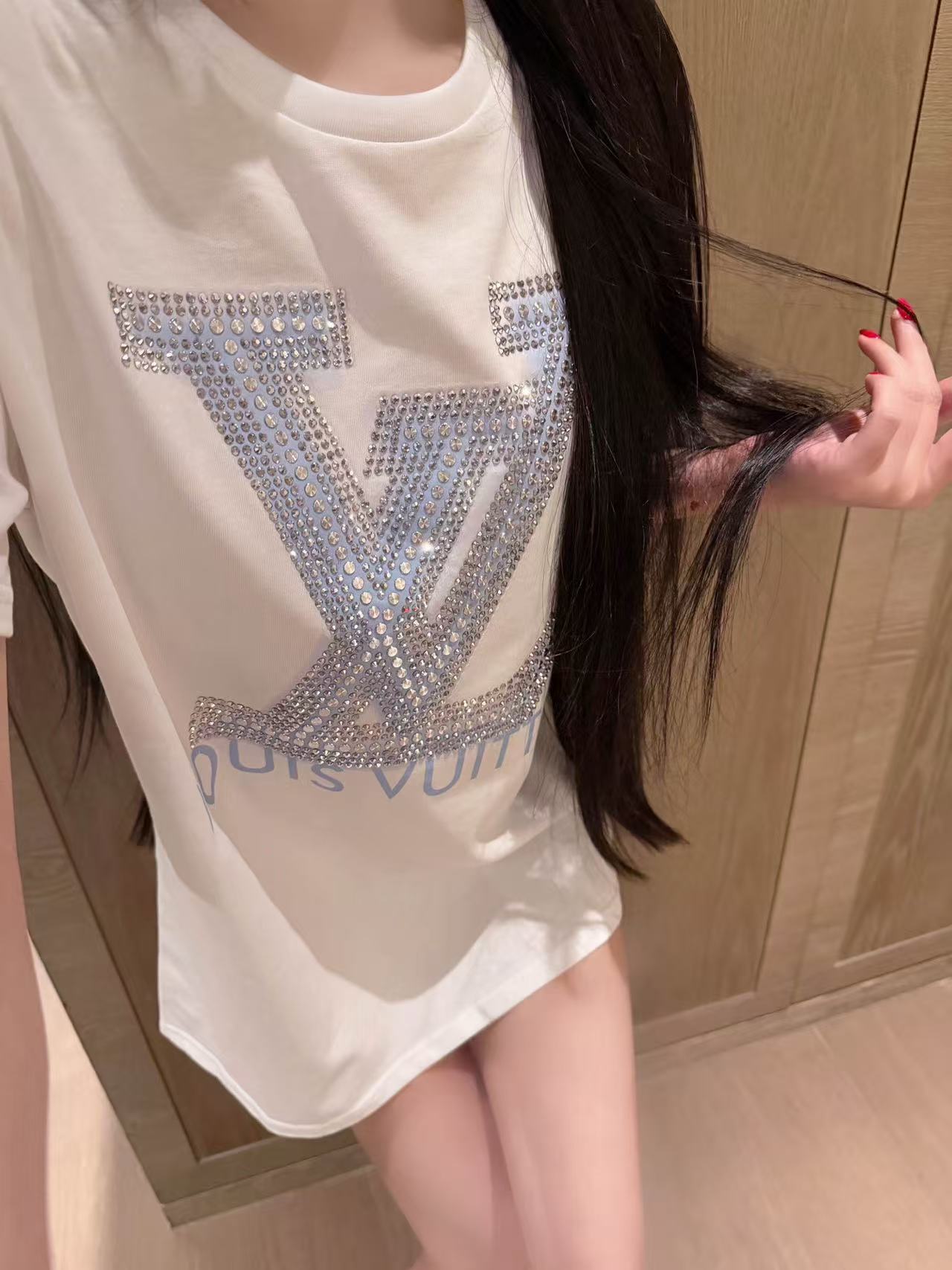 LVラインストーンTシャツ/シャツ【50％割引+送料無料】