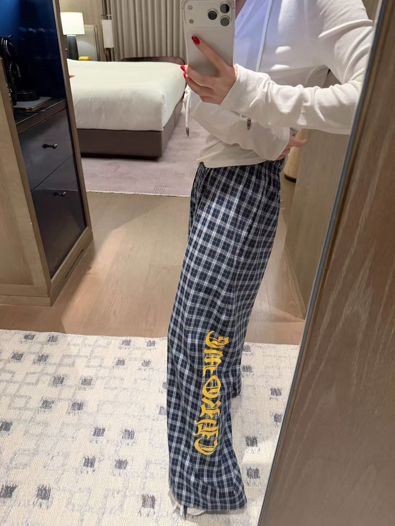 Chr0me Hearts チェック柄 レースアップ カジュアルパンツ【50％割引+送料無料】