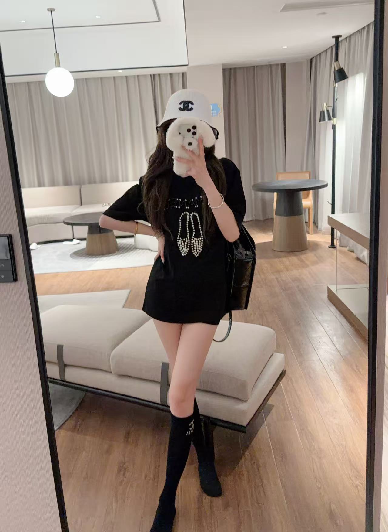 CHANE1 ハイヒールTシャツ+ソックス2点セット【50％割引+送料無料】