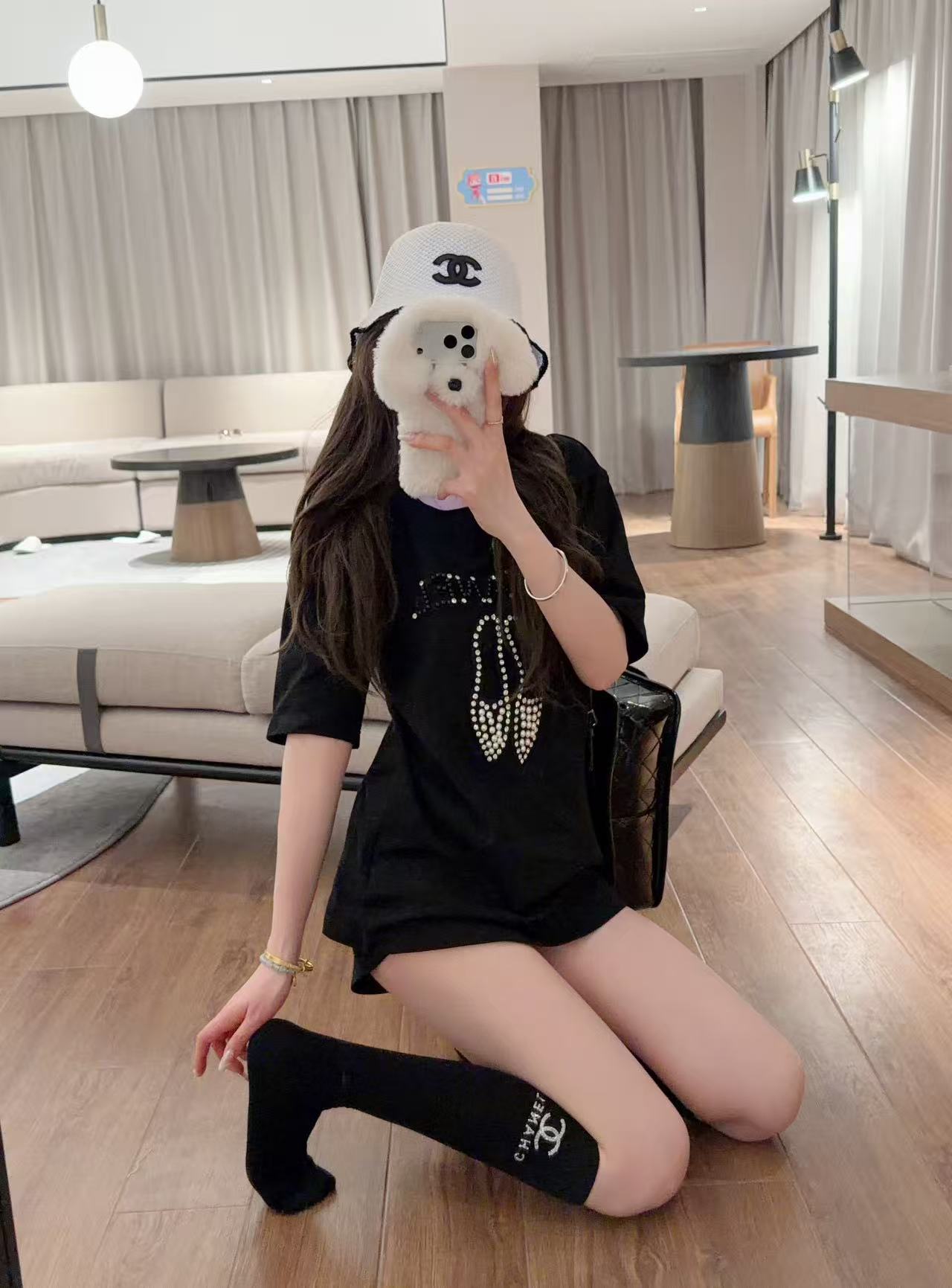 CHANE1 ハイヒールTシャツ+ソックス2点セット【50％割引+送料無料】