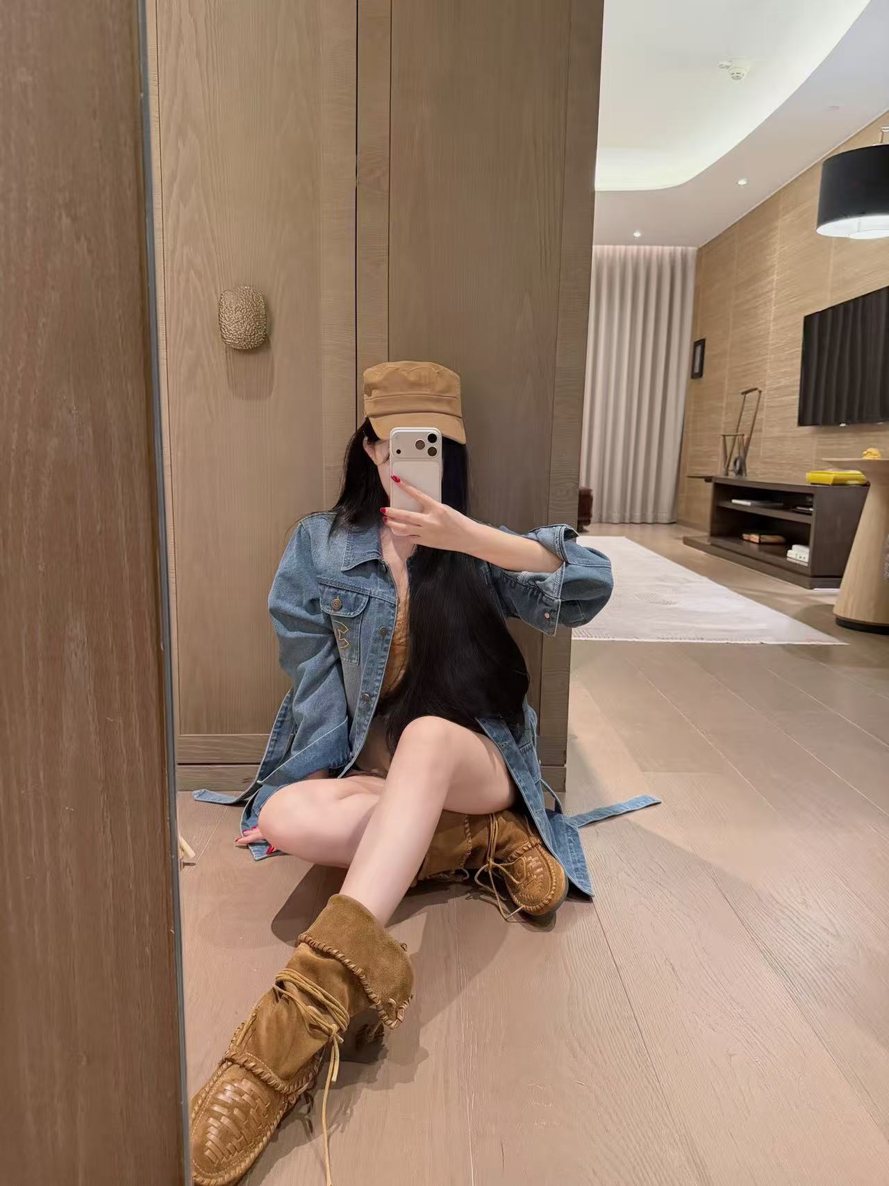 CHANE1 ダブルC レースアップ デニムジャケット【50％割引+送料無料】