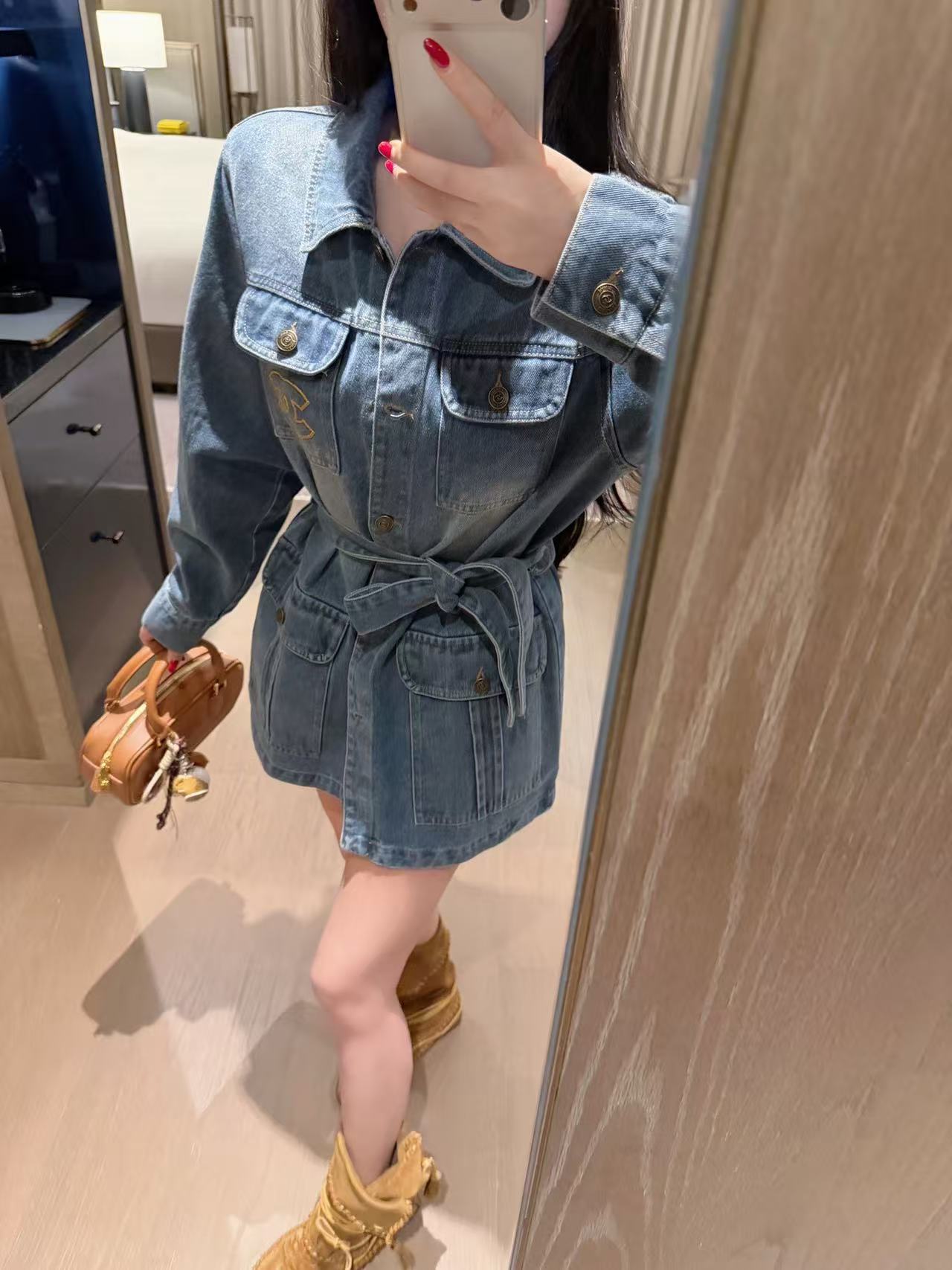 CHANE1 ダブルC レースアップ デニムジャケット【50％割引+送料無料】