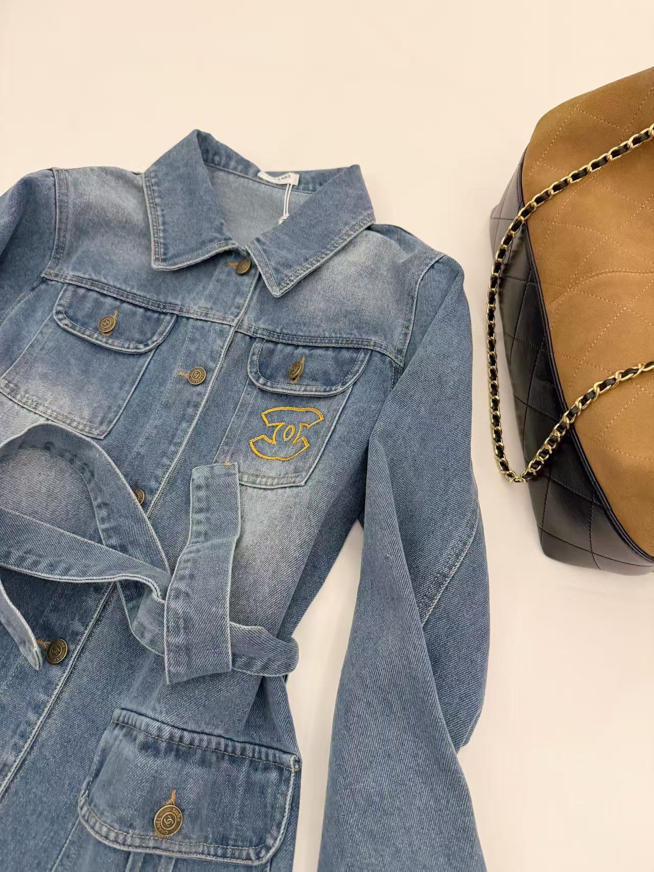 CHANE1 ダブルC レースアップ デニムジャケット【50％割引+送料無料】