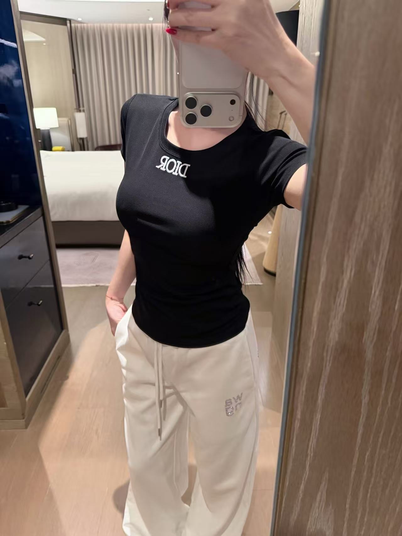 DIOR シンプルレター Tシャツ + ドレス ツーピースセット【50％割引+送料無料】