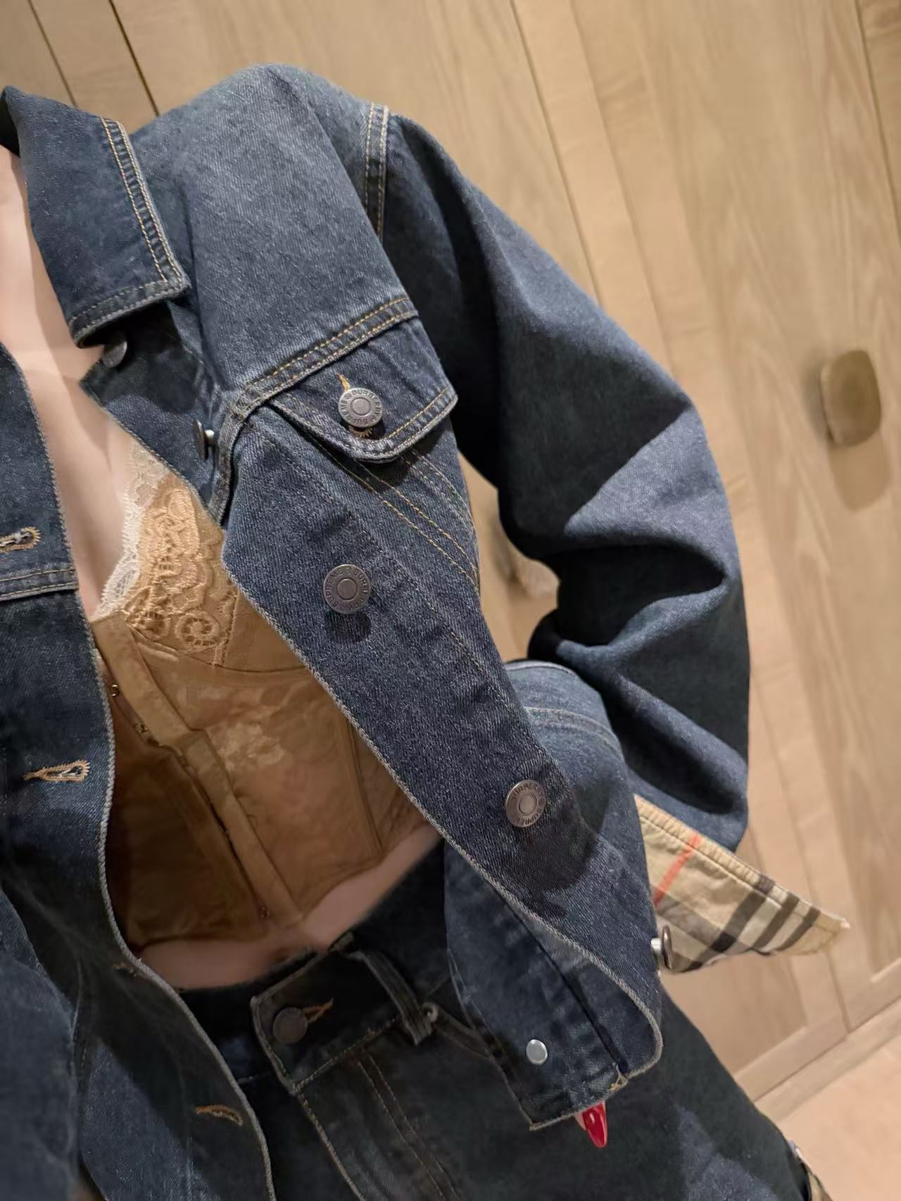 BUR8ERRY デニムジャケット＆ショーツ ツーピースセット【50％割引+送料無料】