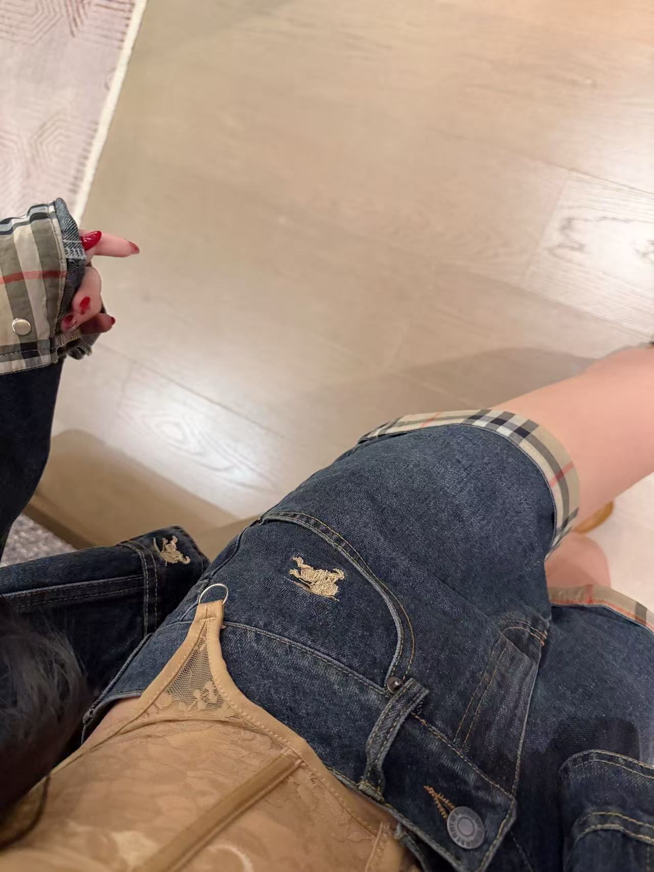 BUR8ERRY デニムジャケット＆ショーツ ツーピースセット【50％割引+送料無料】