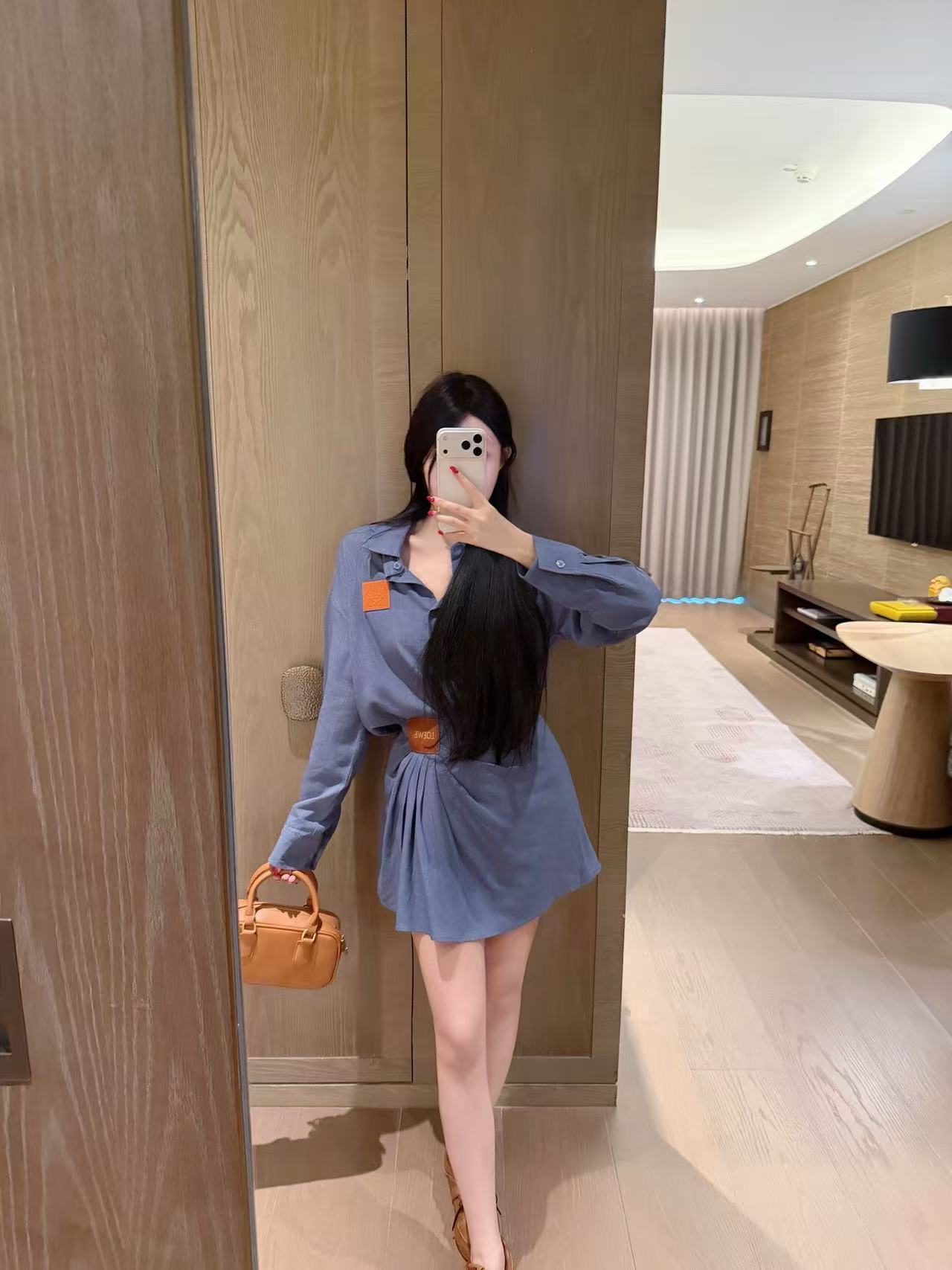 L0WEW シャツとシャーリングスカートのツーピースセット【50％割引+送料無料】