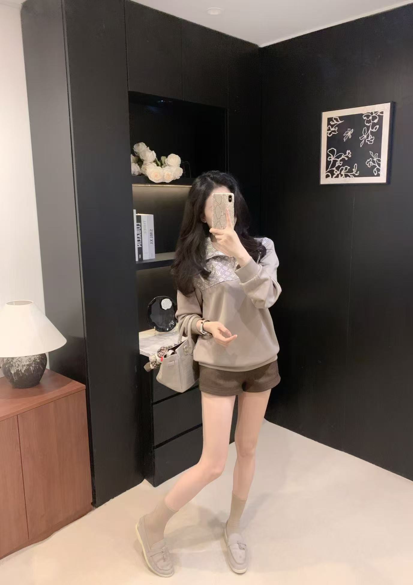 LVスタンドカラーハーフジップスウェットシャツ【50％割引+送料無料】