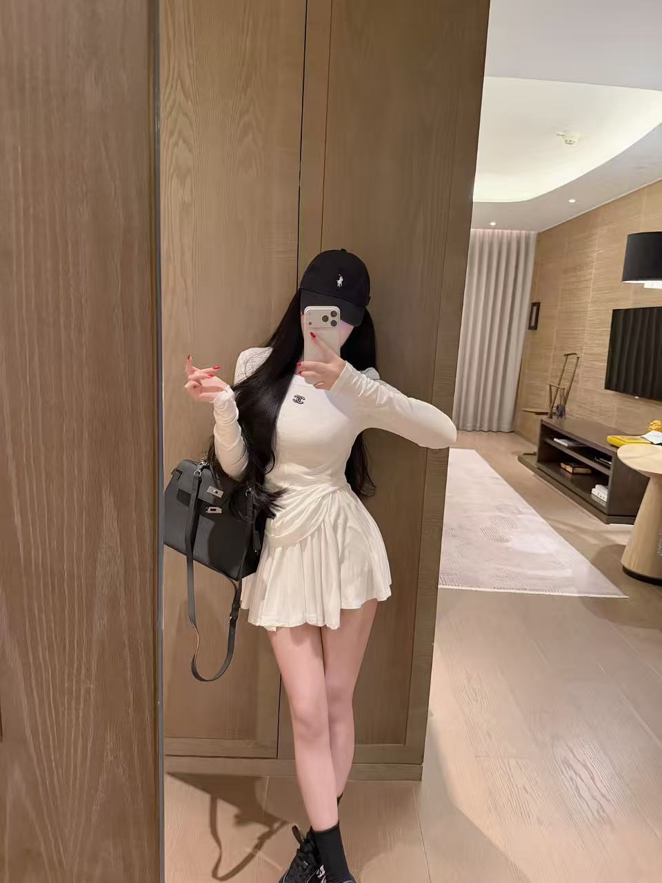 CHANE1 シンプルダブルC Tシャツ+スカート ツーピースセット【50％割引+送料無料】