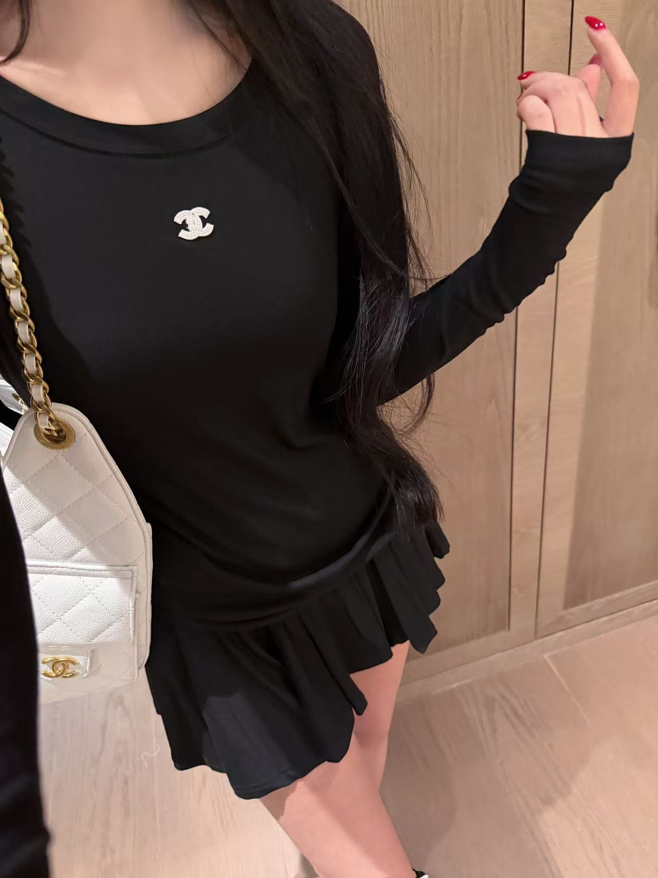 CHANE1 シンプルダブルC Tシャツ+スカート ツーピースセット【50％割引+送料無料】