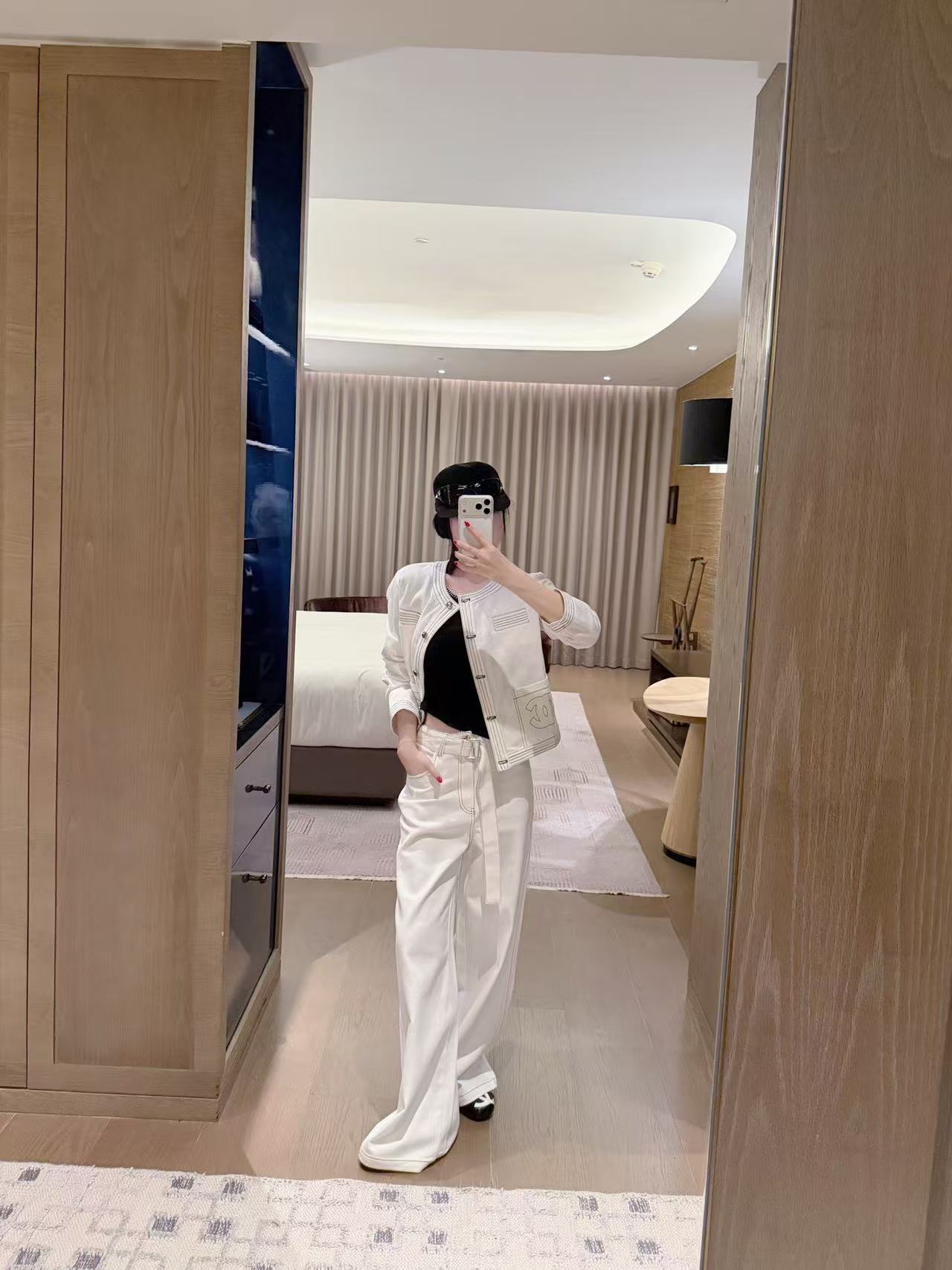 CHANE1 ダブルC ジャケット+パンツ ツーピースセット【50％割引+送料無料】