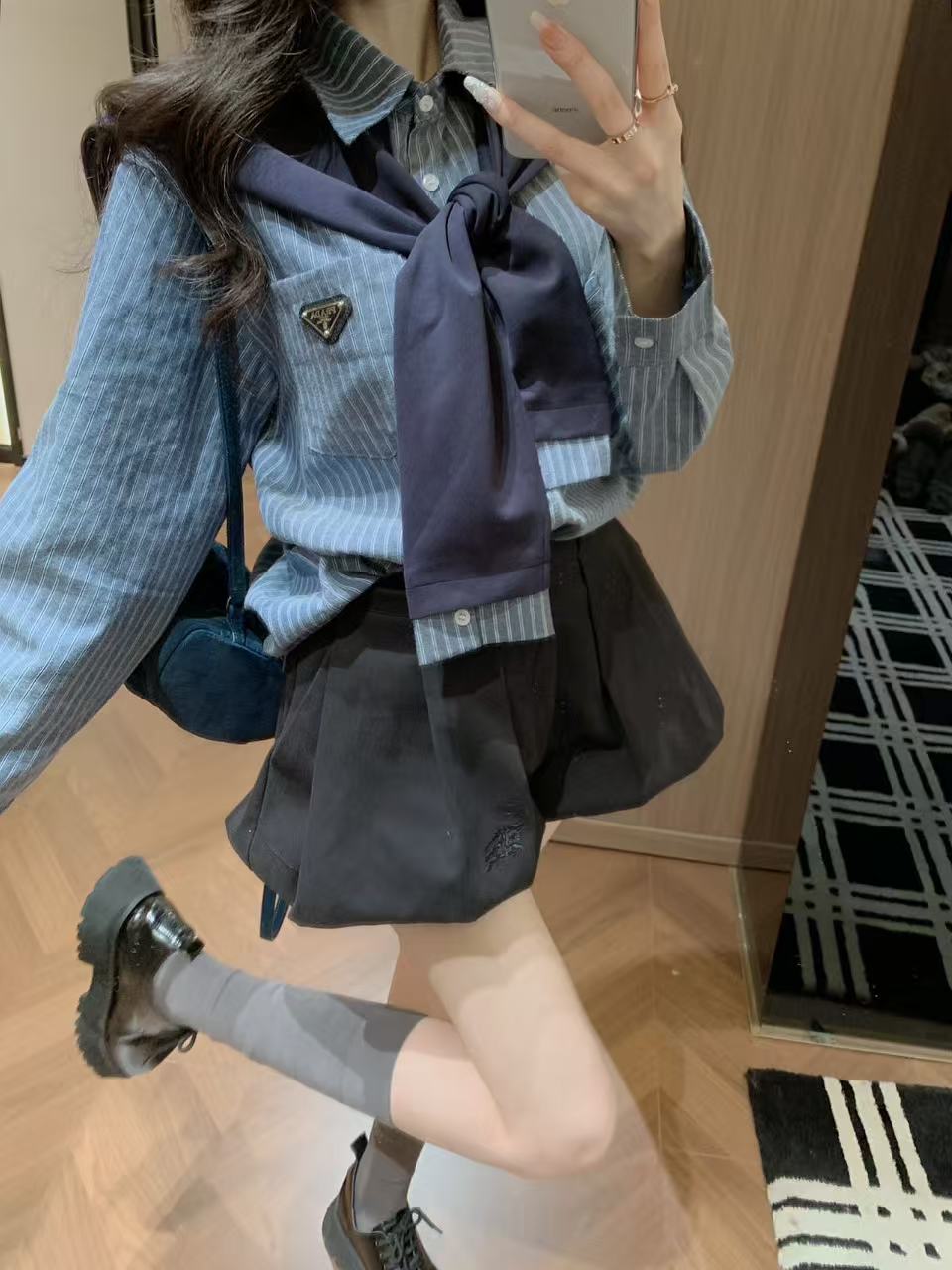 PR4D ストライプシャツ（スカーフ付き）【50％割引+送料無料】