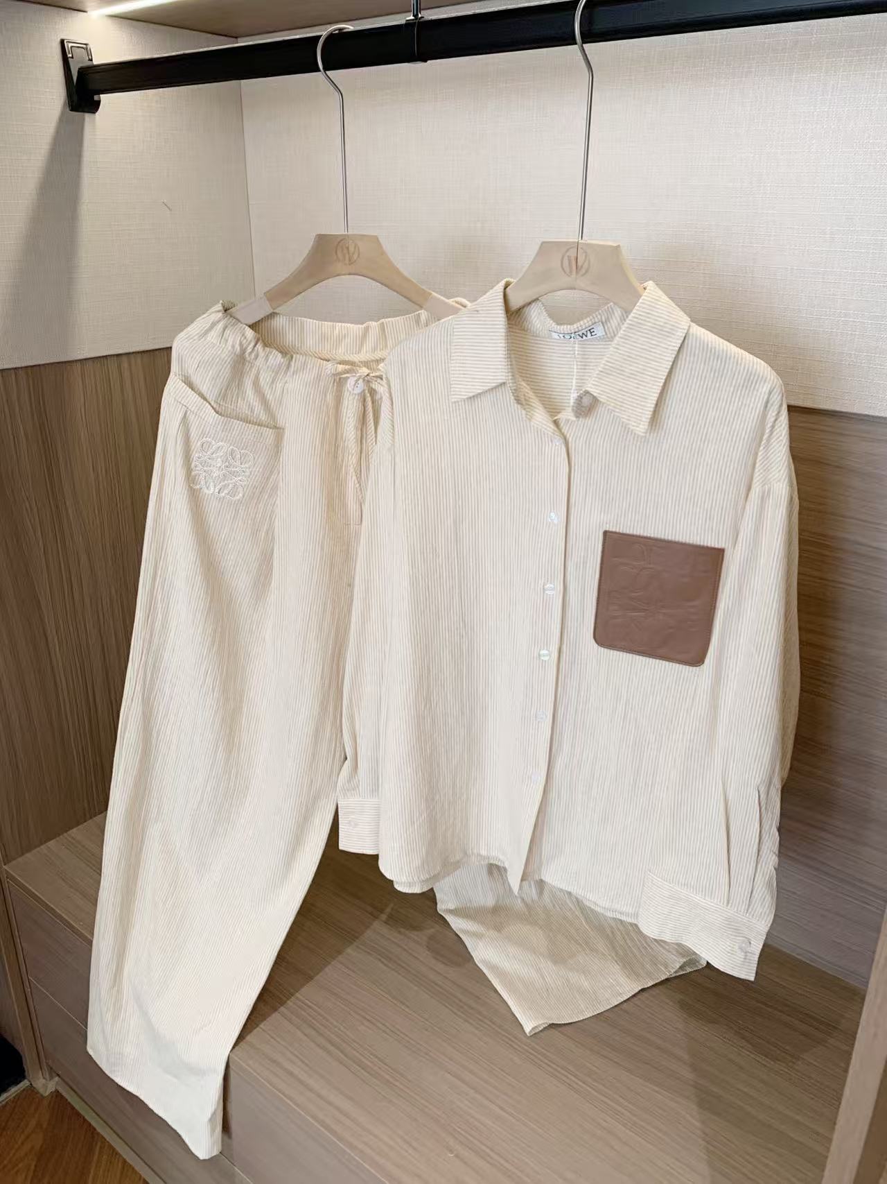 L0WEW レザーポケットシャツ＆パンツ ツーピースセット【50％割引+送料無料】