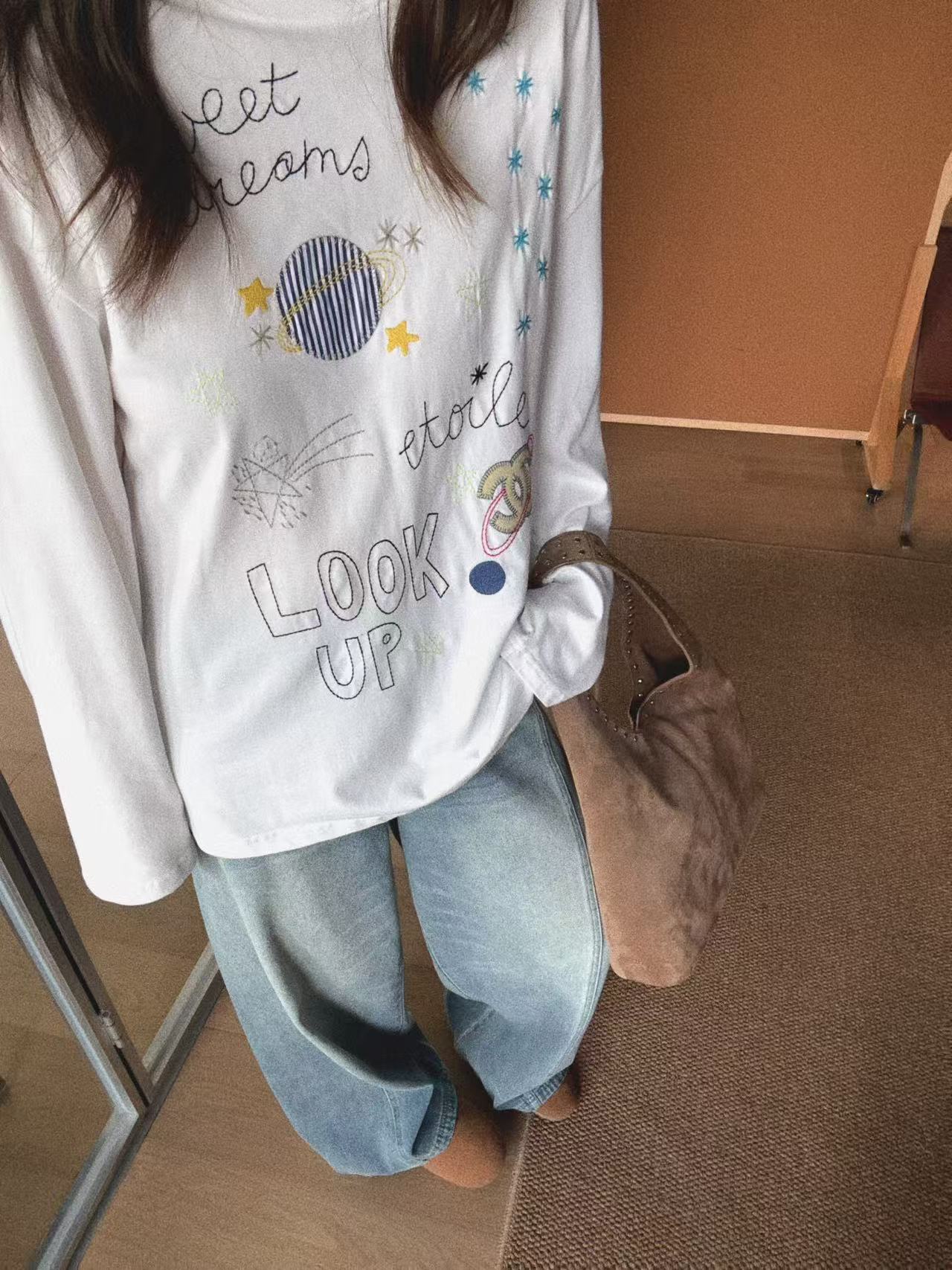 CHANE1 刺繍ダブルCレターTシャツ【50％割引+送料無料】