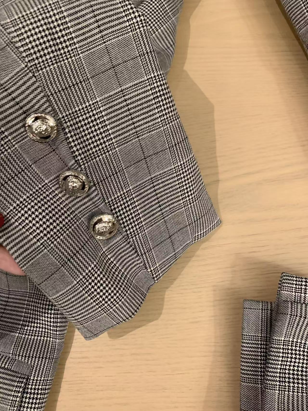 BALMA1N 千鳥格子ブレザー＋パンツ ツーピースセット【50％割引+送料無料】