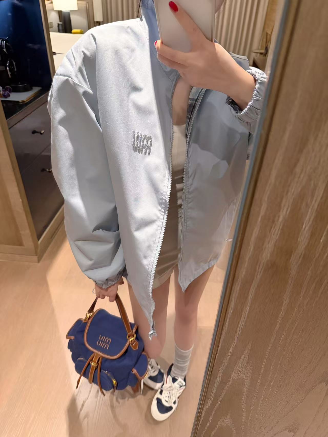 M1UM1U 両面チェック柄ラインストーンジャケット【50％割引+送料無料】