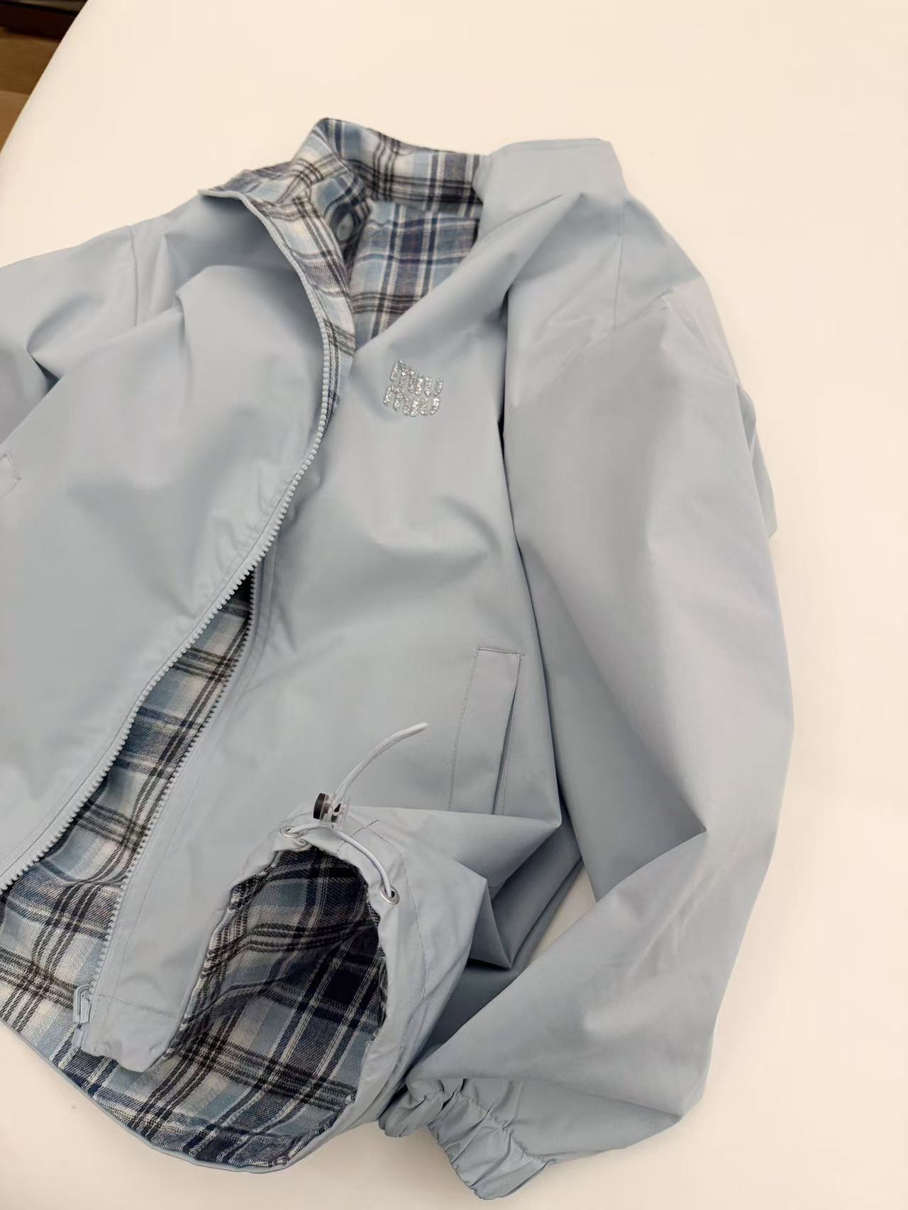 M1UM1U 両面チェック柄ラインストーンジャケット【50％割引+送料無料】