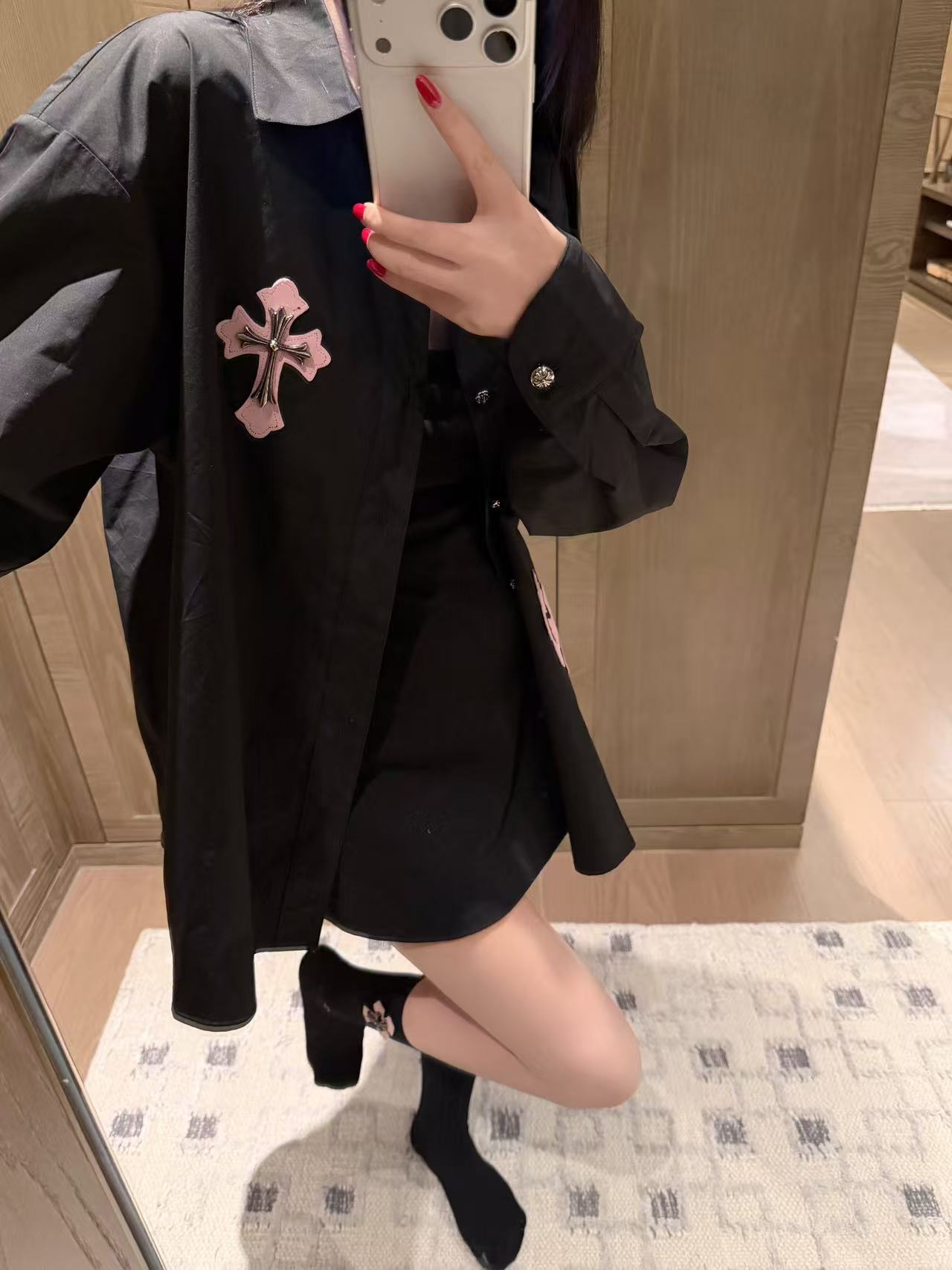 Chr0me Hearts 刺繍シャツとソックスのツーピースセット【50％割引+送料無料】