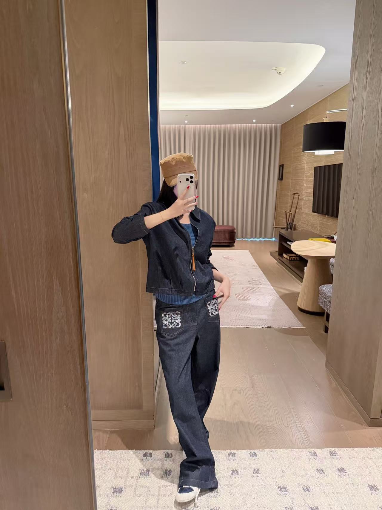 L0WEW デニムジャケットとパンツのツーピースセット【50％割引+送料無料】